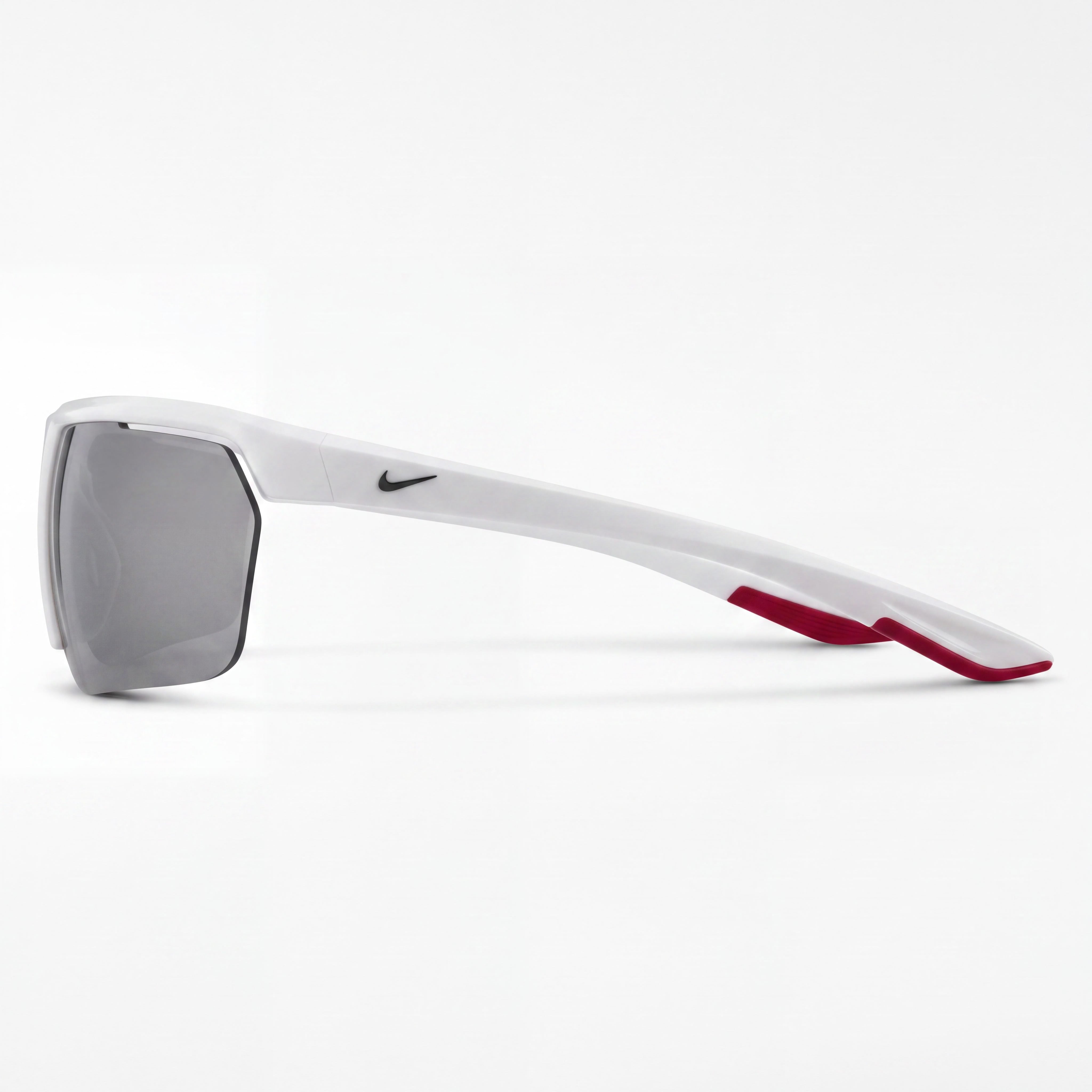 Nike Gale Force Unisex Rectangular Plastic Sunglasses White Wolf Grey Silver Flash Frame Grey Silver Mirror Lens 71mm, Photo 3