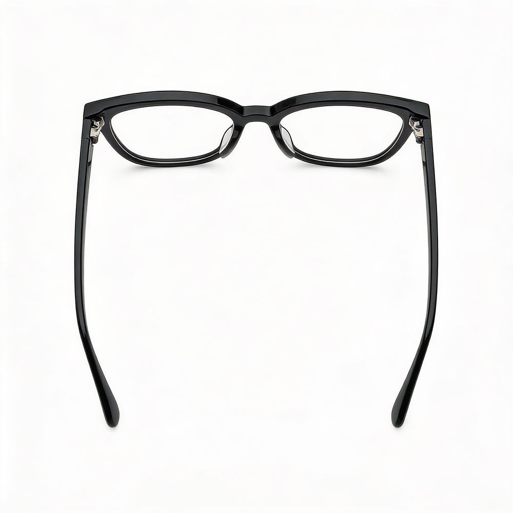 TOUS Casual Fashion Women’s Cellulose Acetate Glossy Black Eyeglasses, Prescription Ready, Transparent Demo Lenses, Size 50-17-135