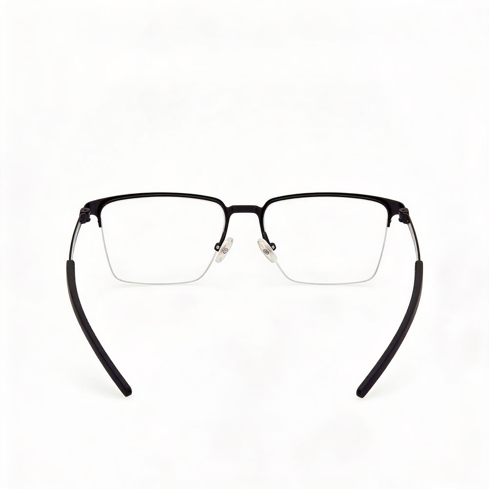 Montura de gafas Harley-Davidson rectangular de metal para hombre, negro mate, lentes de 54 mm, puente de 17 mm, patillas de 145 mm