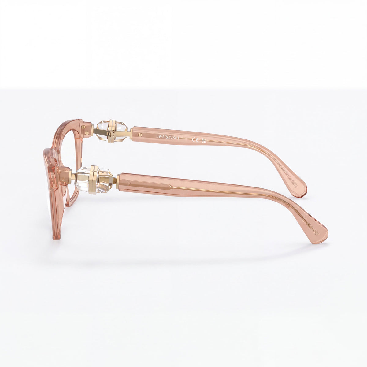 Gafas graduadas cuadradas de plástico para mujer Swarovski SK2021, montura beige transparente, 53 mm de ancho de lente, Photo 3