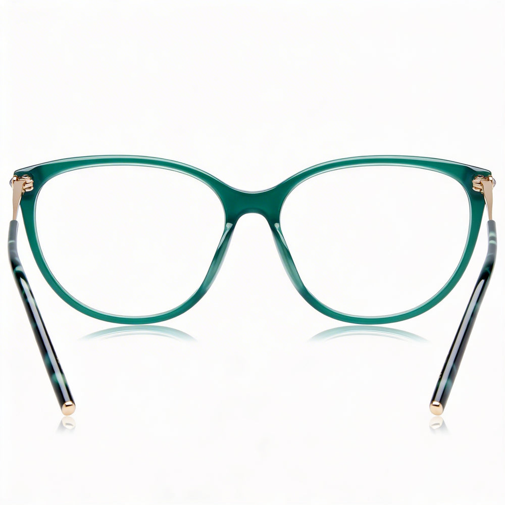 Carolina Herrera Her 0196 Gafas para mujer, montura de plástico verde, lentes transparentes no polarizadas, 55-15-145