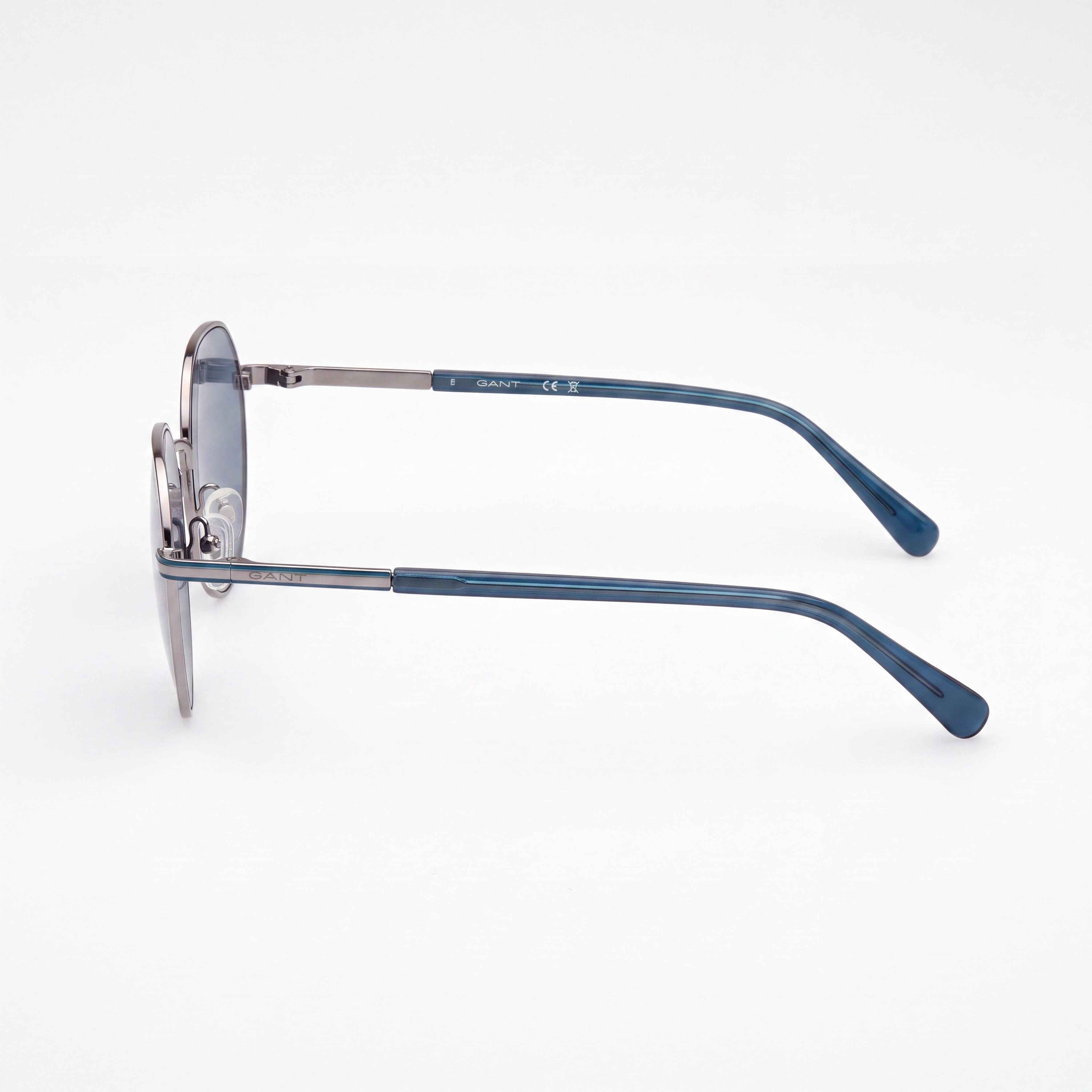 GANT GA7233 Women's Round Metal Frame Sunglasses, 100% UV Protective, Shiny Light Ruthenium, 53mm, Photo 3