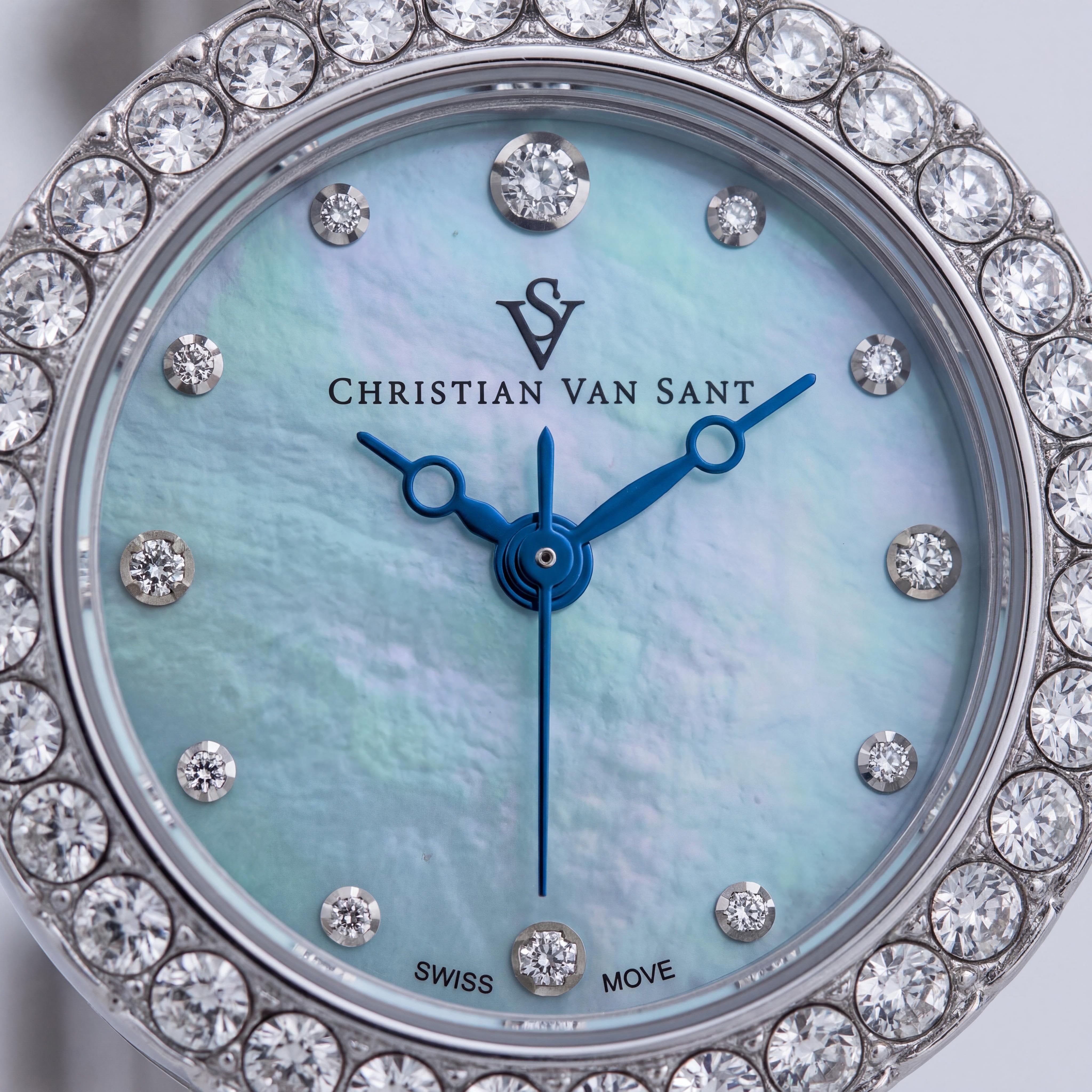Christian Van Sant CV2952 Women's Silver Stainless Steel Quartz Movement Watch with Blue Dial, 3 ATM Water Resistant, Photo 2