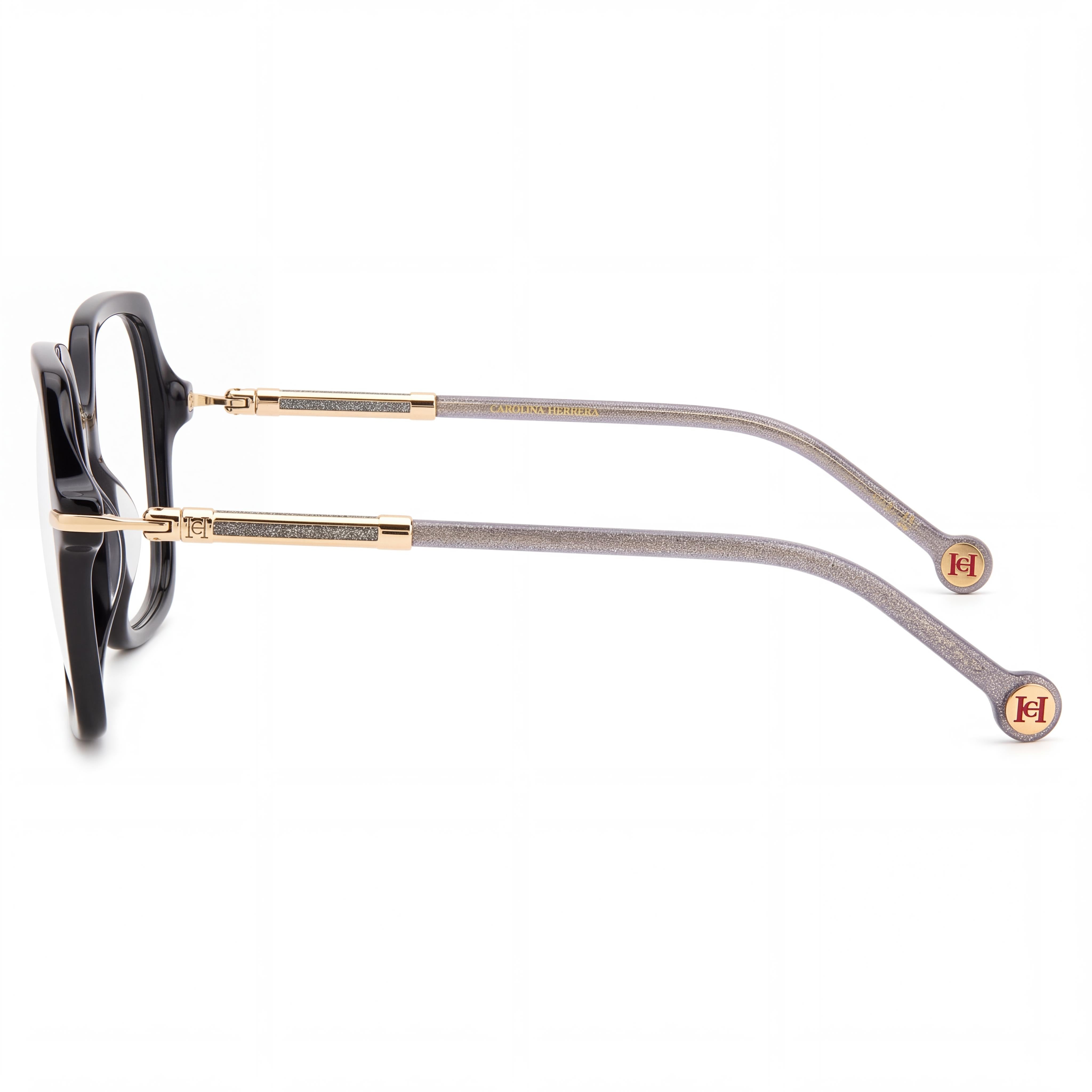 Carolina Herrera Contemporary Women's Black Glitter Black Acetate Sunglasses 54mm Lens 16mm Bridge 140mm Temple, Photo 2