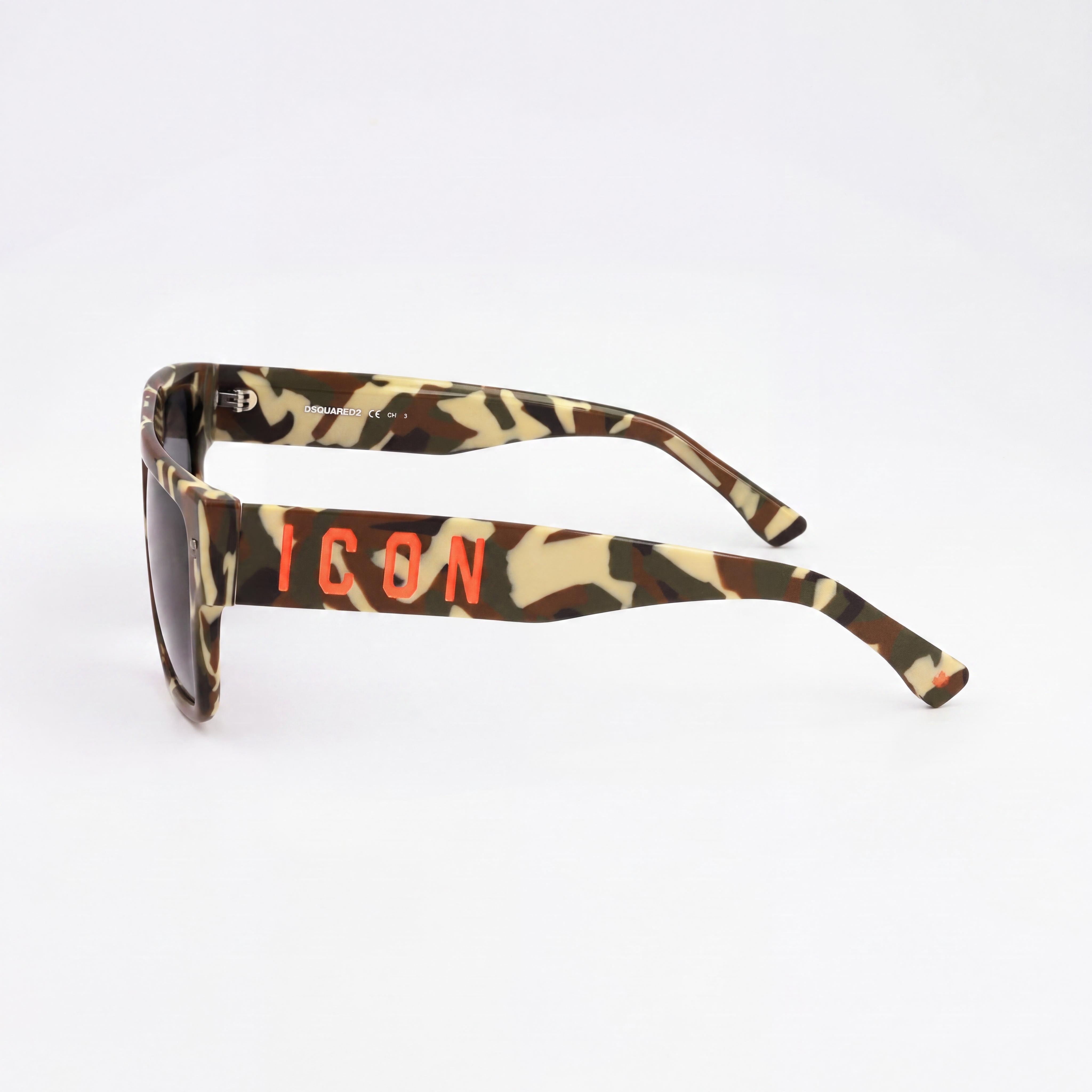 Gafas de sol unisex de plástico con estampado de camuflaje DSQUARED2 Icon 0003/S, lentes grises degradadas, protección UV 56-18-145, Photo 3