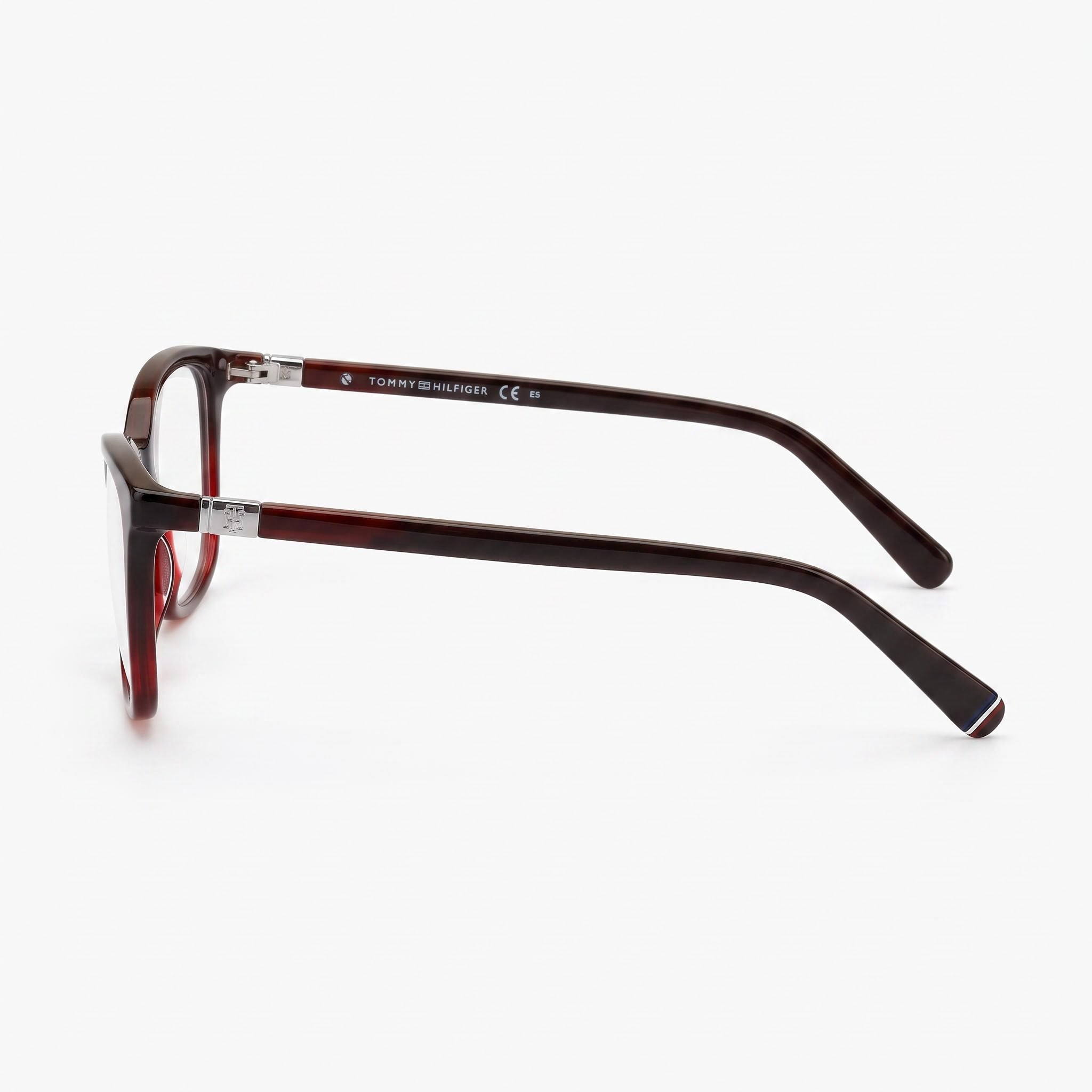 Tommy Hilfiger RECTANGULAR / SQUARE Unisex Burgundy Red Plastic Frame Eyewear, Size 54-15-140, Photo 3