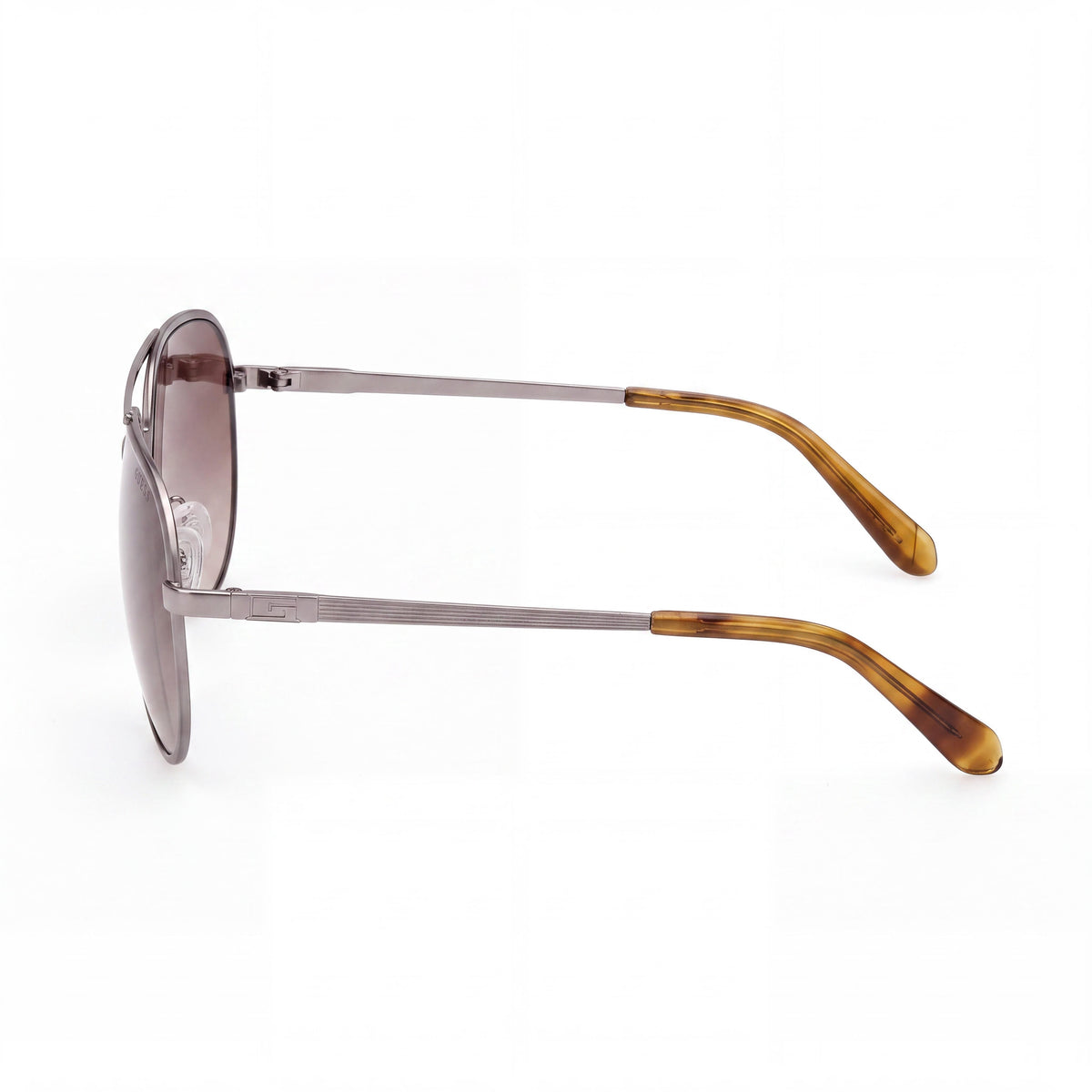 Gafas de sol de aviador metálicas a rayas GUESS para mujer, montura de metal satinado brillante, lentes marrones degradadas, 100% protección UV, 61 mm, Photo 3