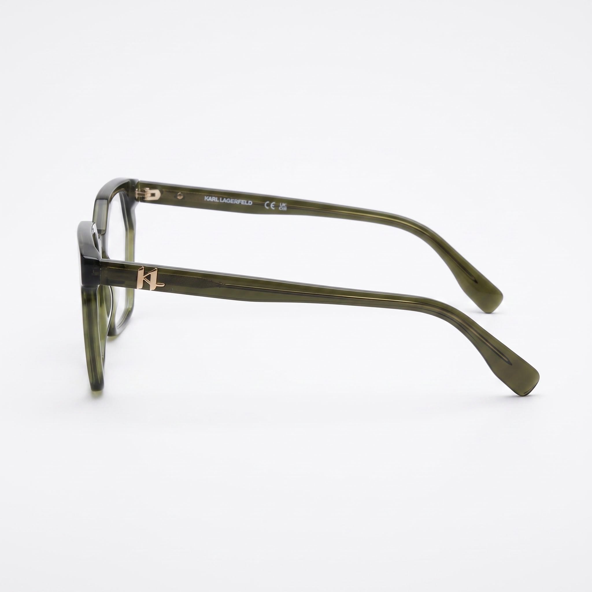 KARL LAGERFELD Modern KL6093 Unisex Khaki Acetate Frame Sunglasses with Blue Mirror Lenses, 54mm, Photo 3