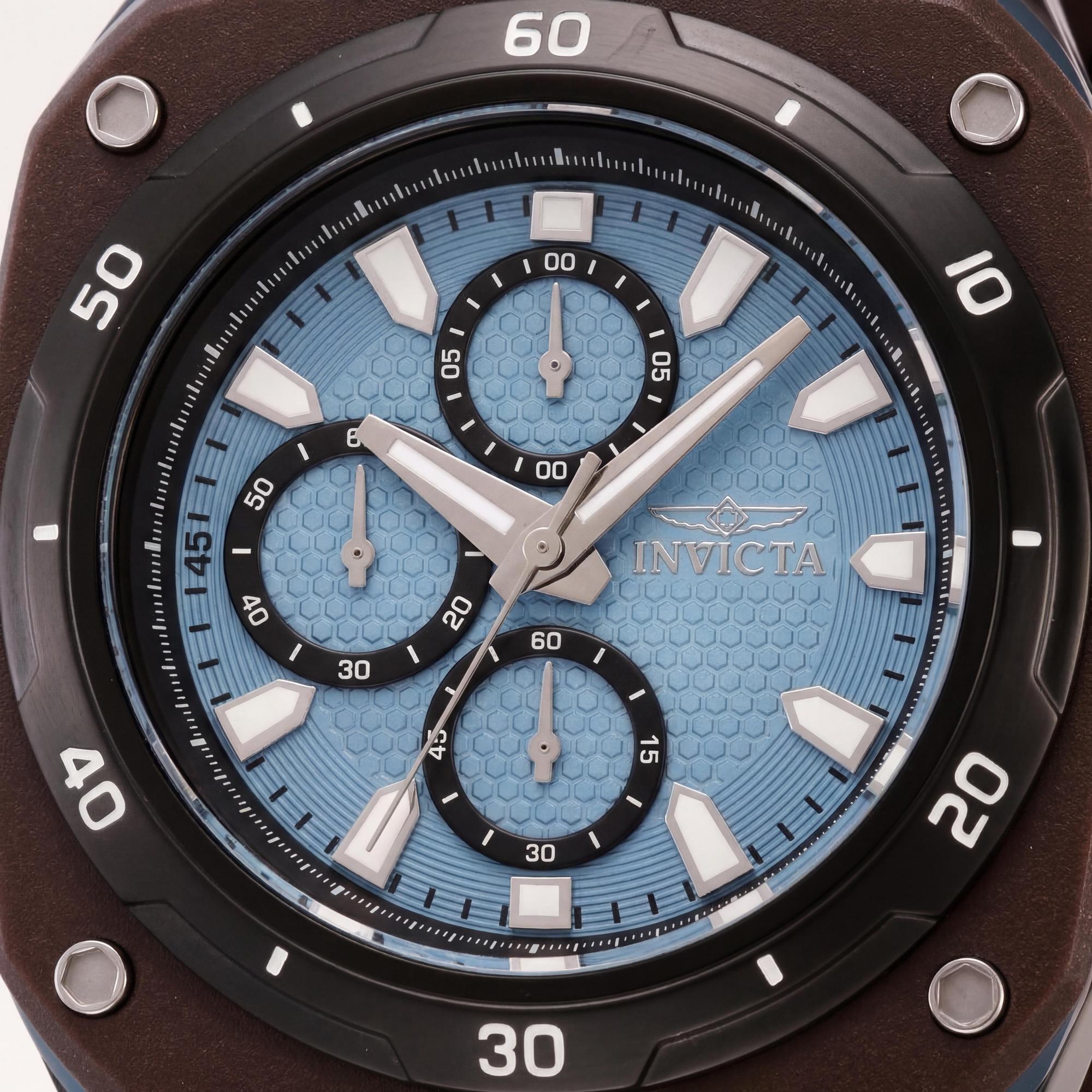 Invicta Men's IN-46106-AMZUK Black Stainless Steel Blue Dial Chronograph Quartz Watch 46mm, Photo 2