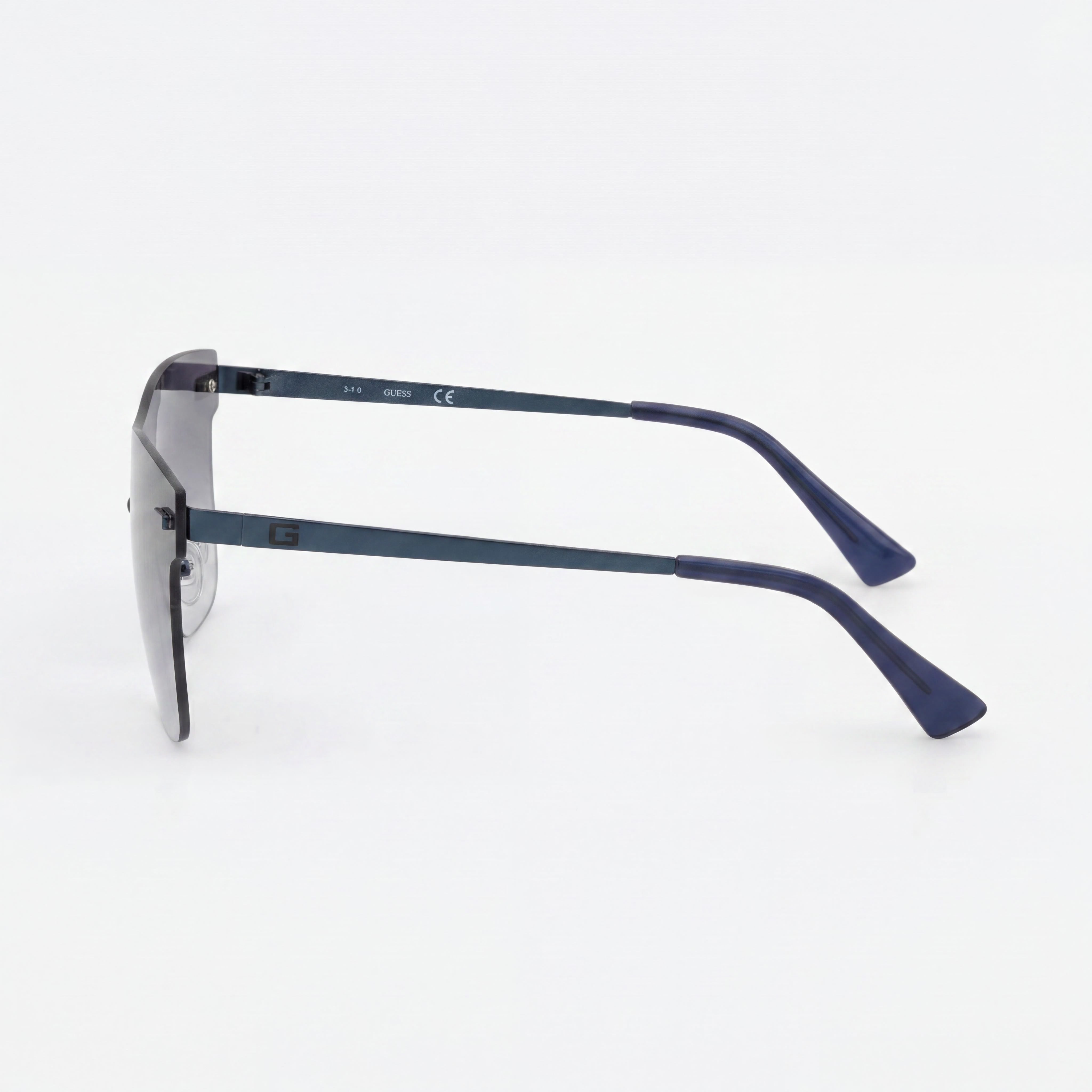 GUESS Gf0186 Men's Matte Blue Gradient Plastic Shield Rimless Sunglasses, Grey Gradient Lenses, 50mm, UV Protection, Photo 3