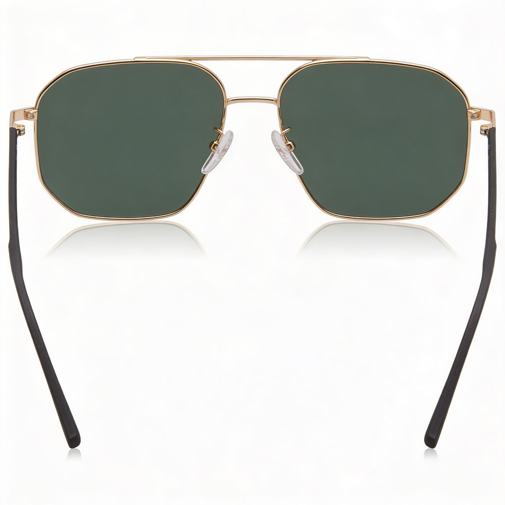 Fila Casual Men's Metal-Injected Shiny Rose Gold Frame Green Polarized UV Sunglasses 58-16-140