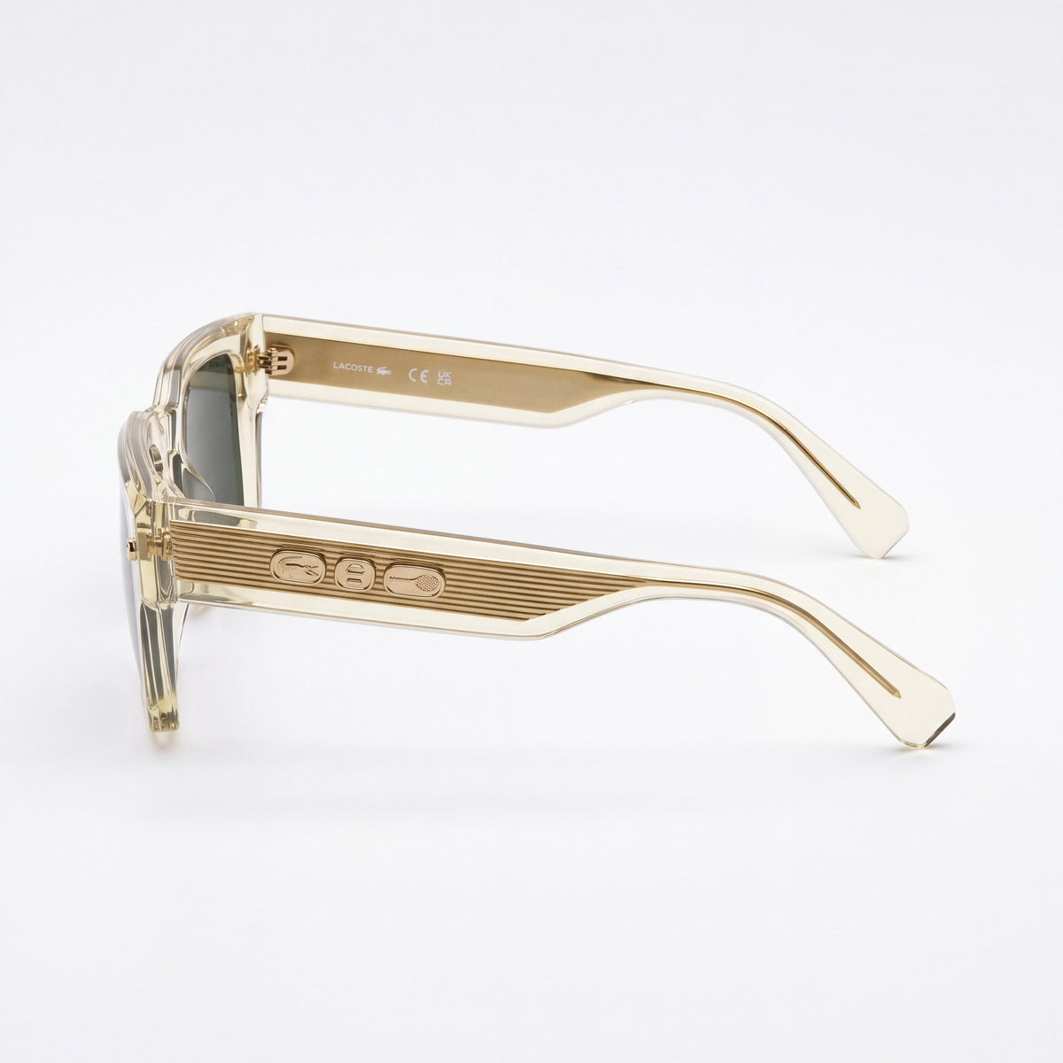 Lacoste L6071s Unisex Transparent Yellow Plastic Frame Green Lenses UV 400 Non-Polarized 52mm, Photo 3