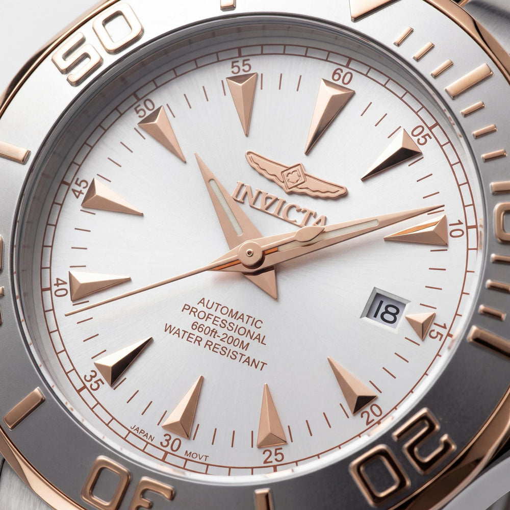 Invicta Bracelet Unisex Automatic Rose Gold & Silver Stainless Steel Glow In The Dark Screw-Down Crown 200M Water Resistant 47mm Watch