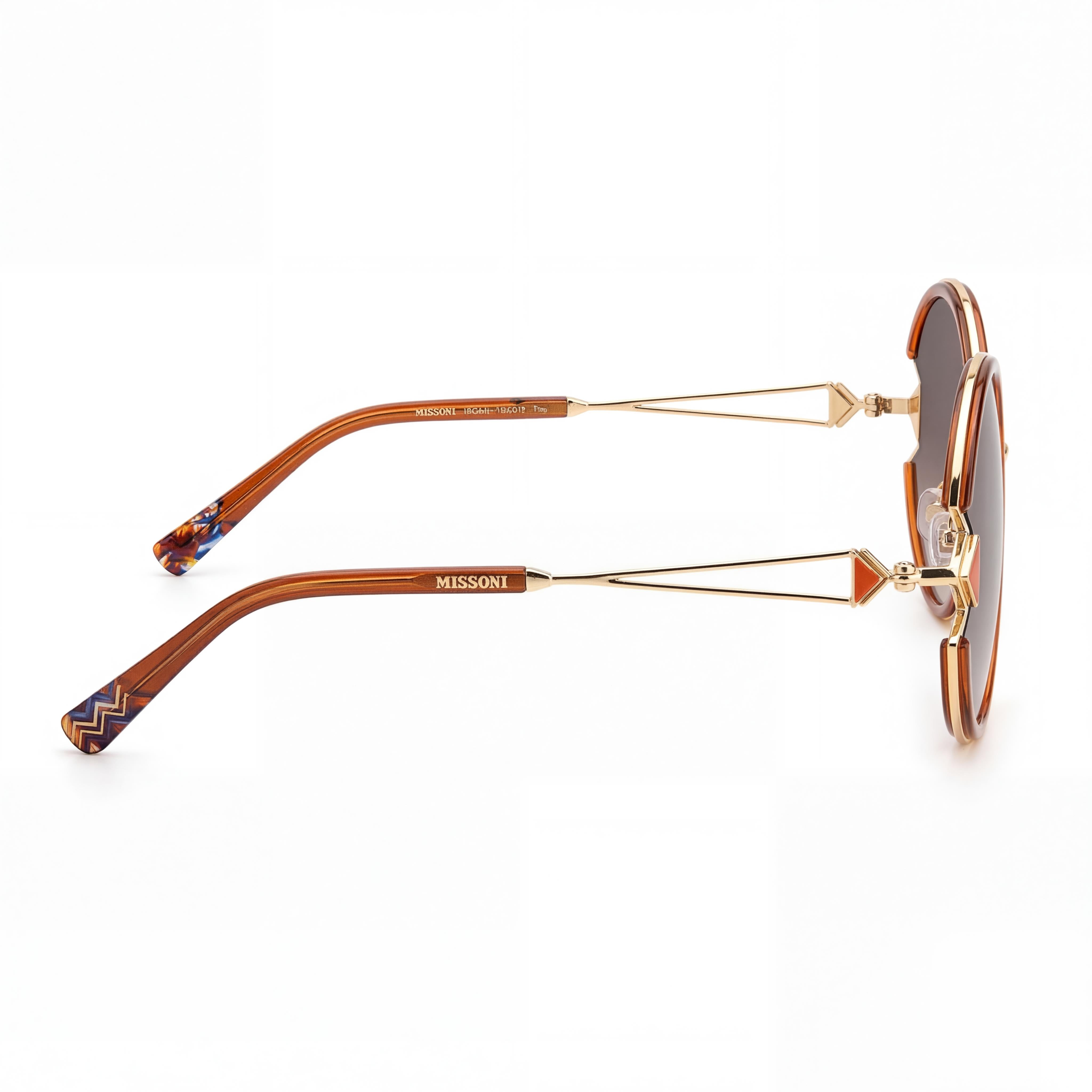 Missoni Classic Women's Round Stainless Steel Brown Lens UV Protection Sunglasses 59mm, Photo 3