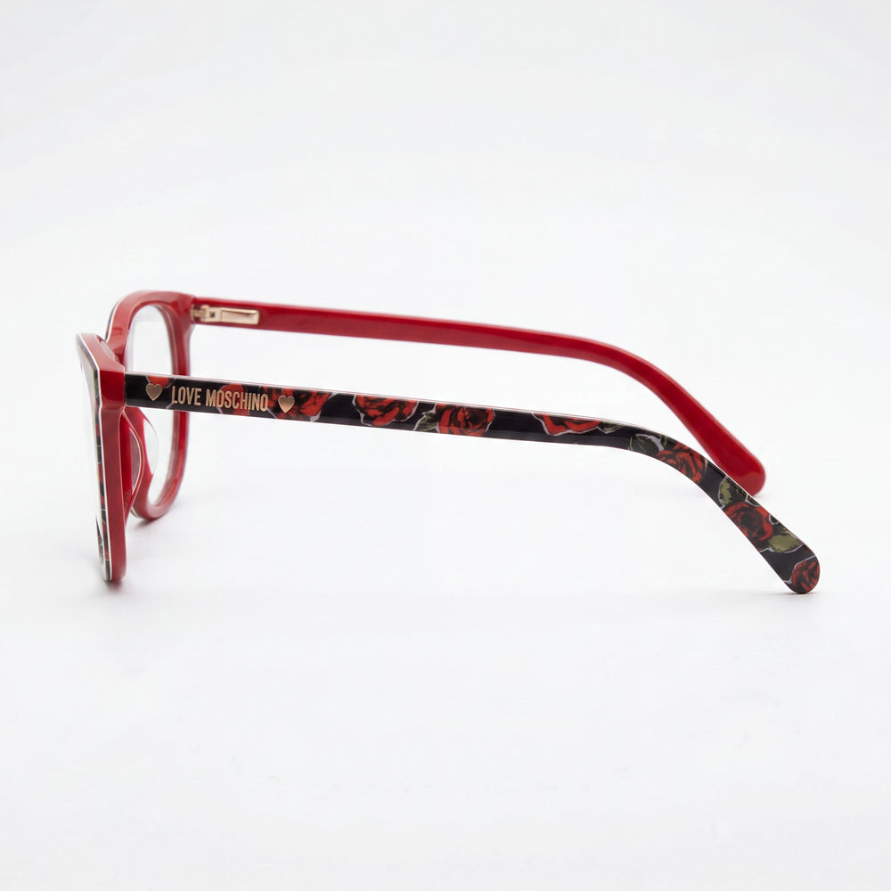 Love Moschino Mol524 Gafas para mujer de acetato con patrón rojo atrevido y vibrante y lentes de policarbonato 53-16-145mm