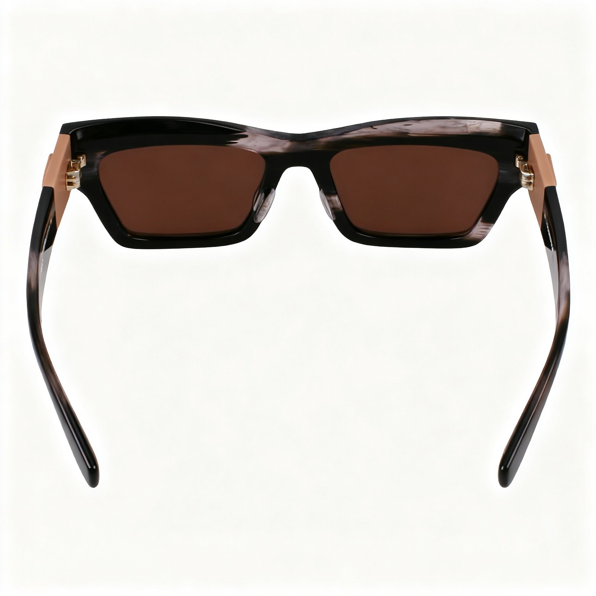 Longchamp Men’s Modern Modified Rectangle Sunglasses with Striped Black Acetate Frame and Non-Polarized Plastic Lenses 53mm, Photo 4