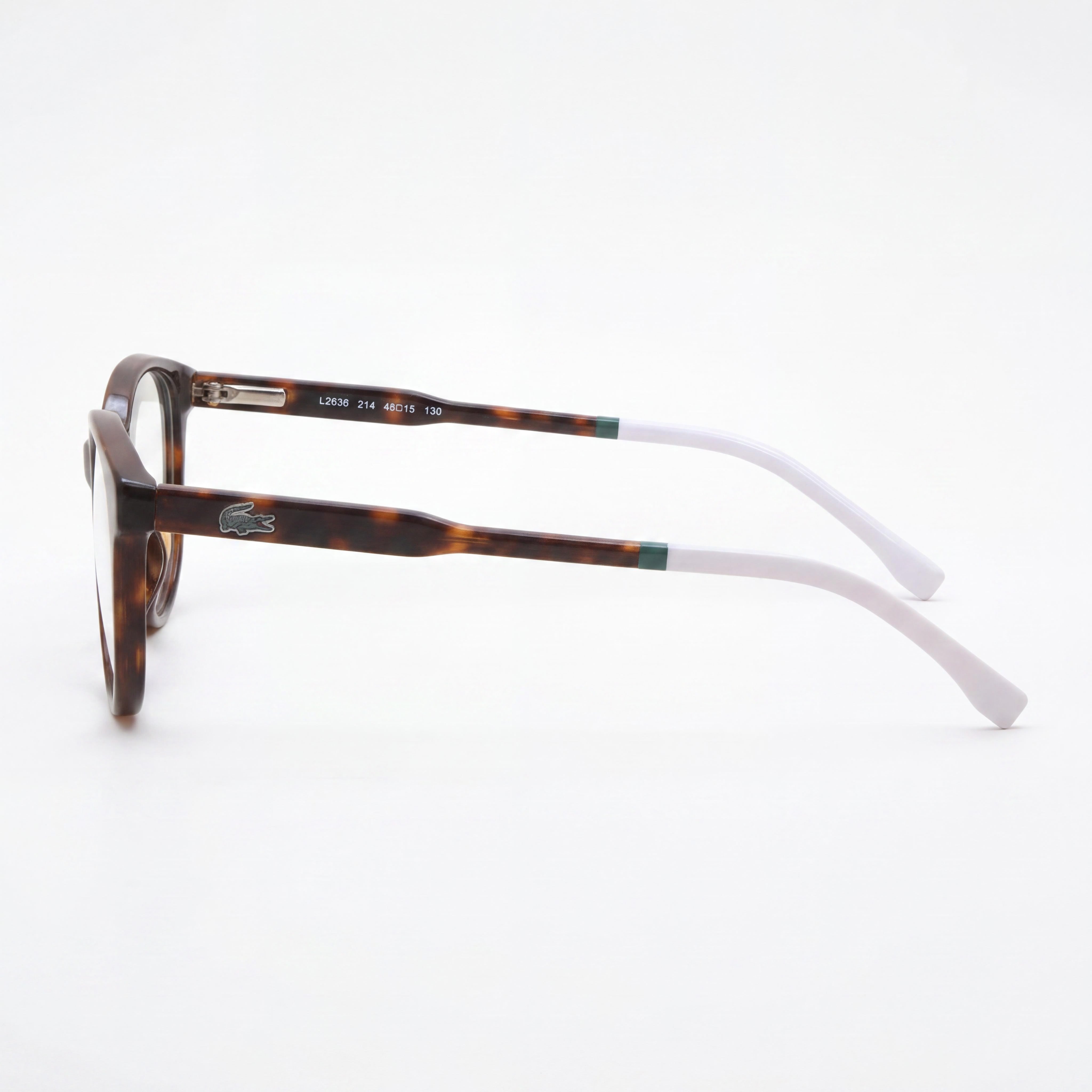 Montura de gafas Lacoste Modern Unisex Havana de plástico con lentes de demostración sin receta, 48 mm, Photo 2