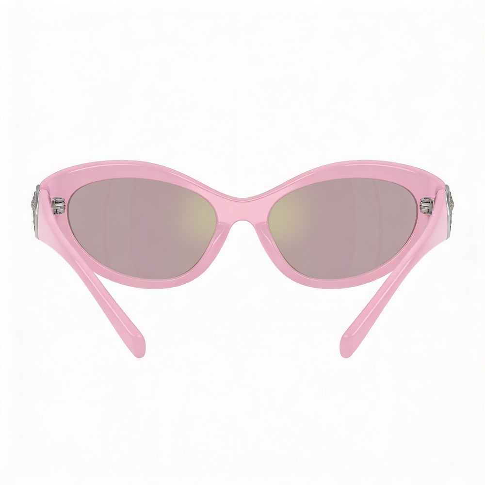 Gafas de sol Versace Glam para mujer, de acetato rosa, polarizadas, con protección UV y lentes de espejo rosa dorado, 59 mm