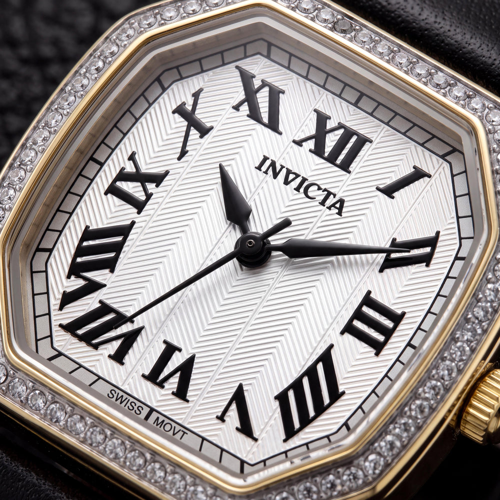 Invicta Wildflower 50593 Reloj de cuarzo de acero inoxidable para mujer con correa de cuero, esfera plateada, 27 mm