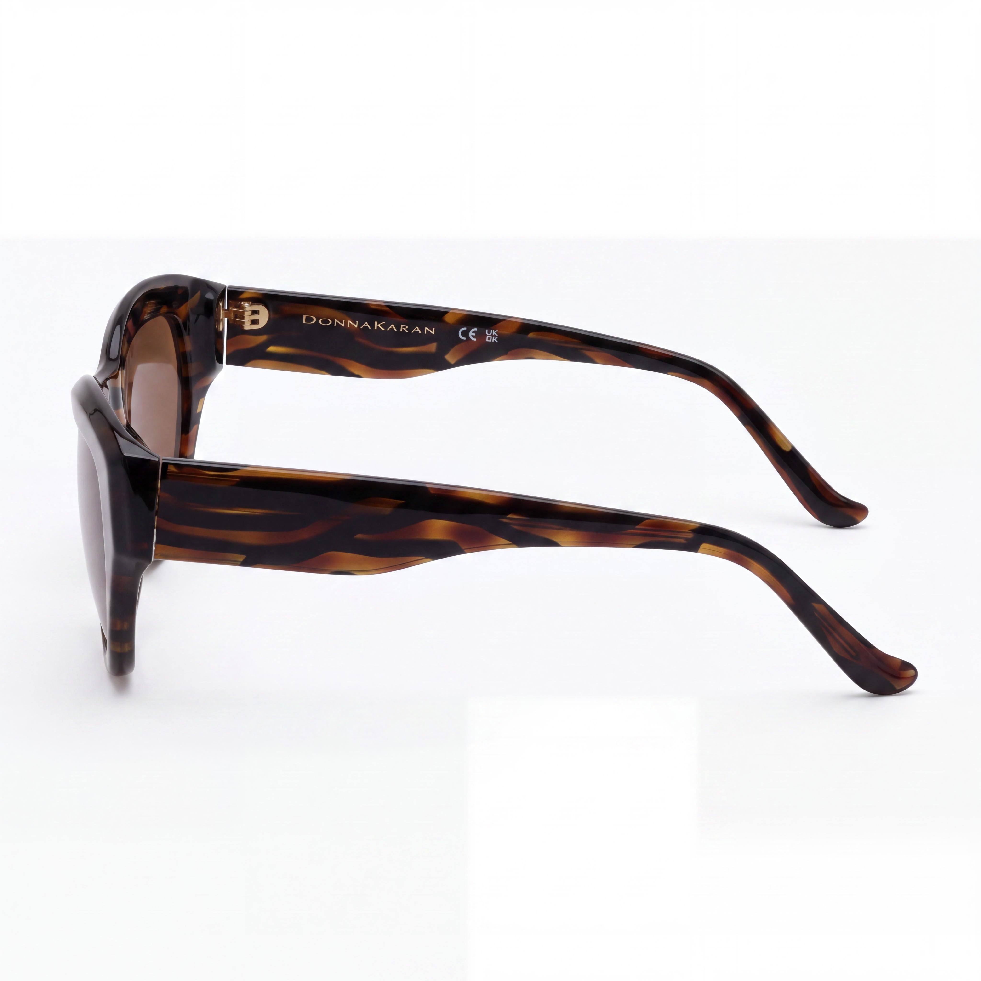 Donna Karan Do517s Women's Crystal Brown Horn Plastic Frame Solid Brown Lenses UV Protection Sunglasses 54mm, Photo 3