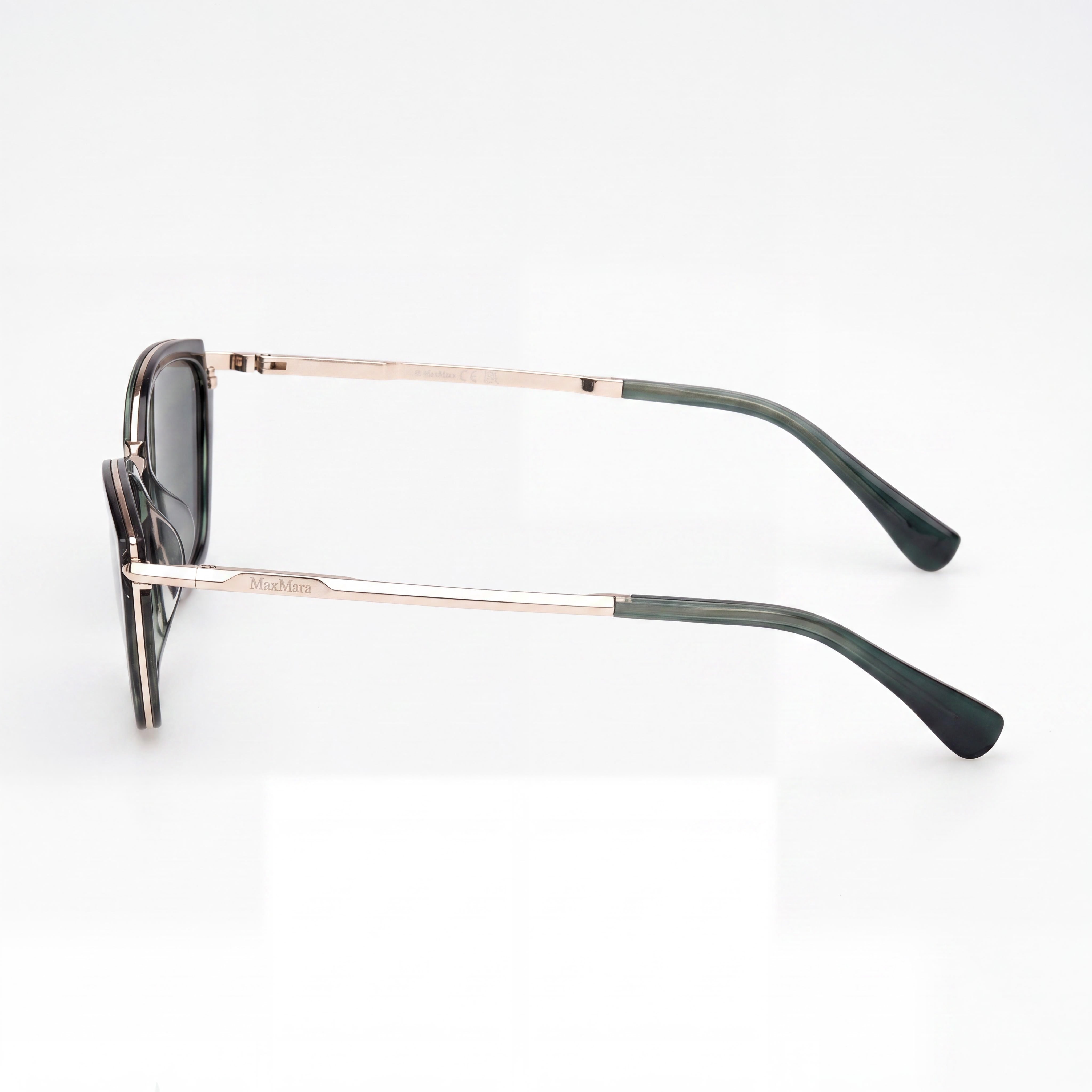 MaxMara Casual Women's Dark Green Acetate Frame Sunglasses with Green Plastic Lenses, 54mm, Photo 3