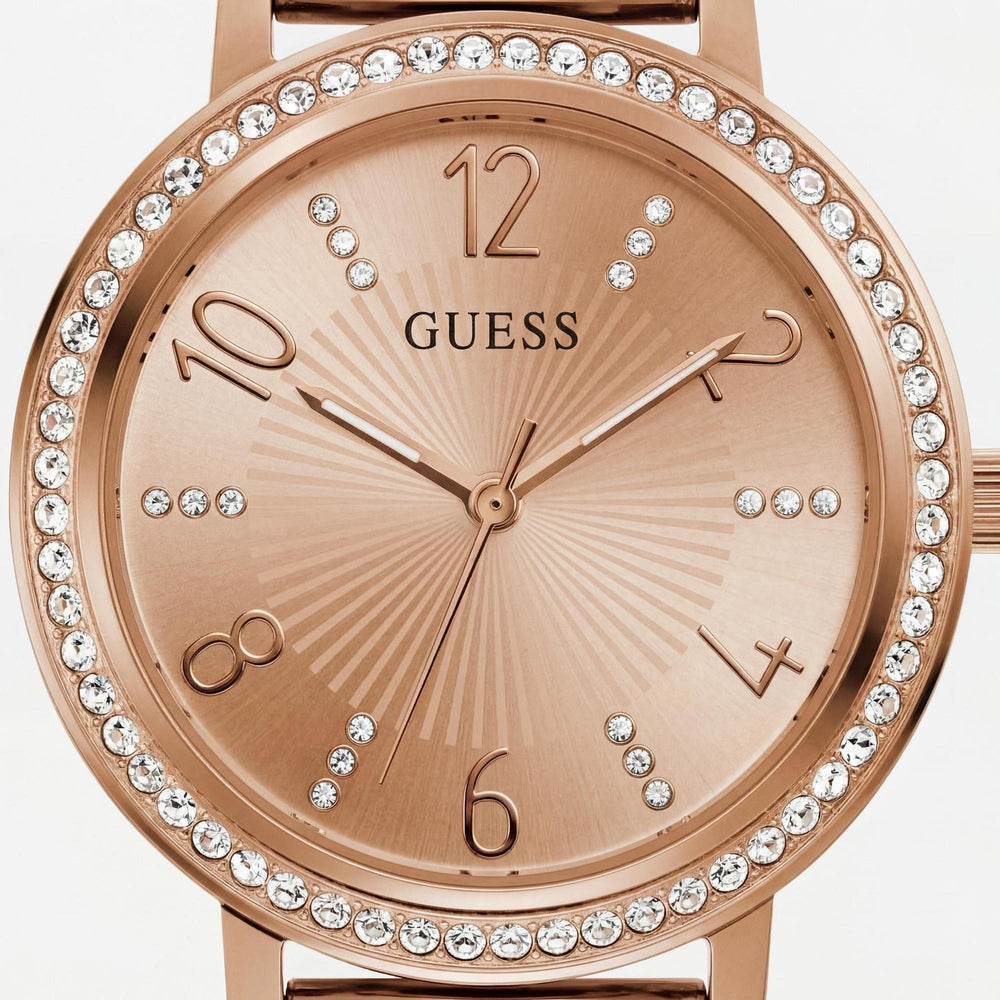 Reloj GUESS GW0474L3 para mujer, resistente al agua, con cristales brillantes en oro rosa, 32 mm
