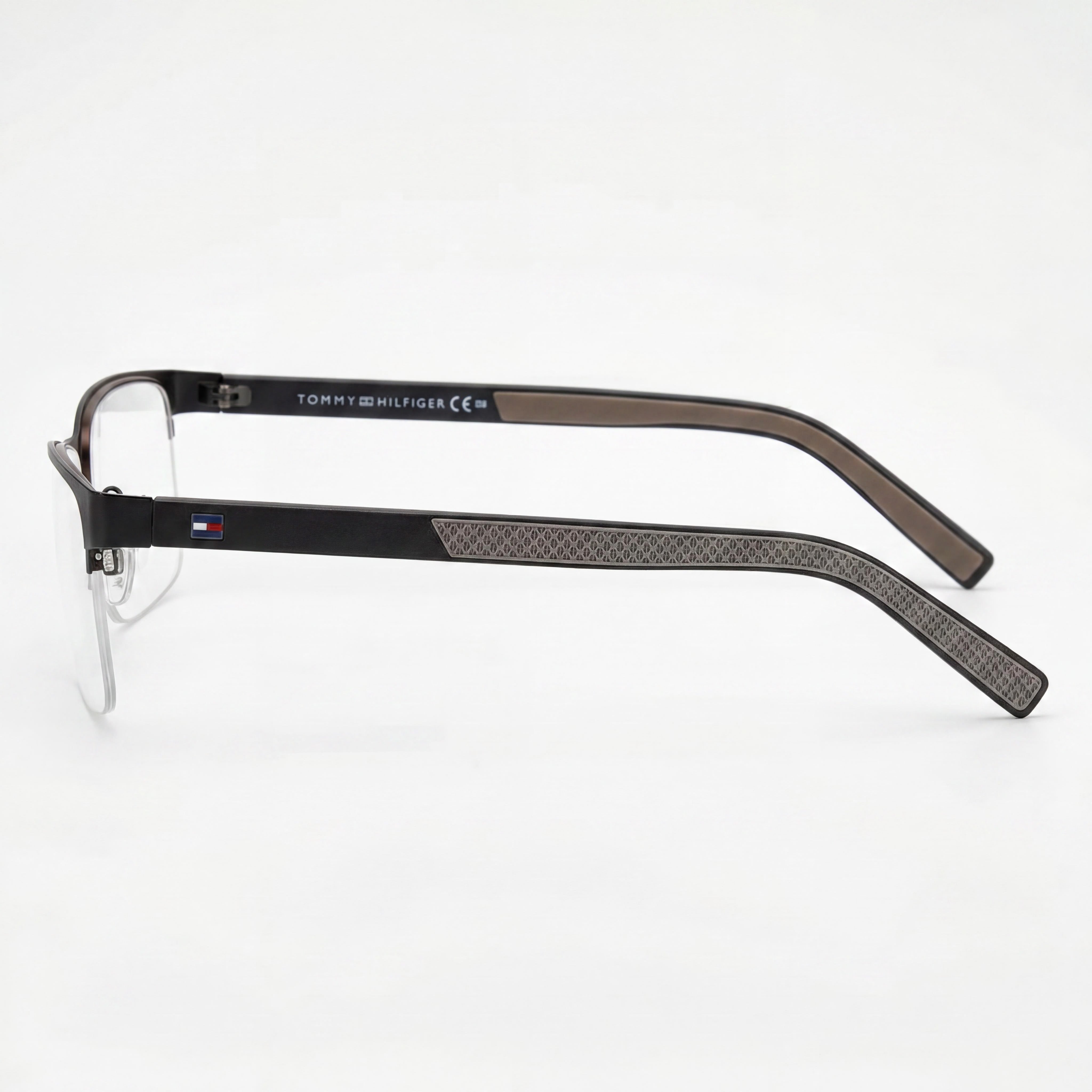 Tommy Hilfiger Gafas Clásicas Rectangulares Semi-Al Aire de Acero Aleado Negro Mate, Lente de 55 mm, Sin Género, Photo 3