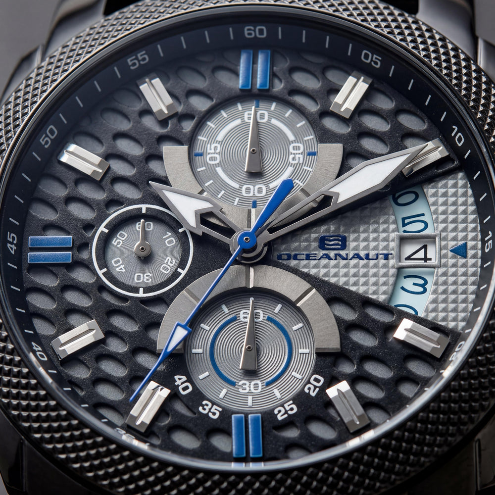Oceanaut OC2321 Kryptonite Cronógrafo para Hombre con Fecha, Acero Inoxidable, Caucho Negro y Gris, 42mm