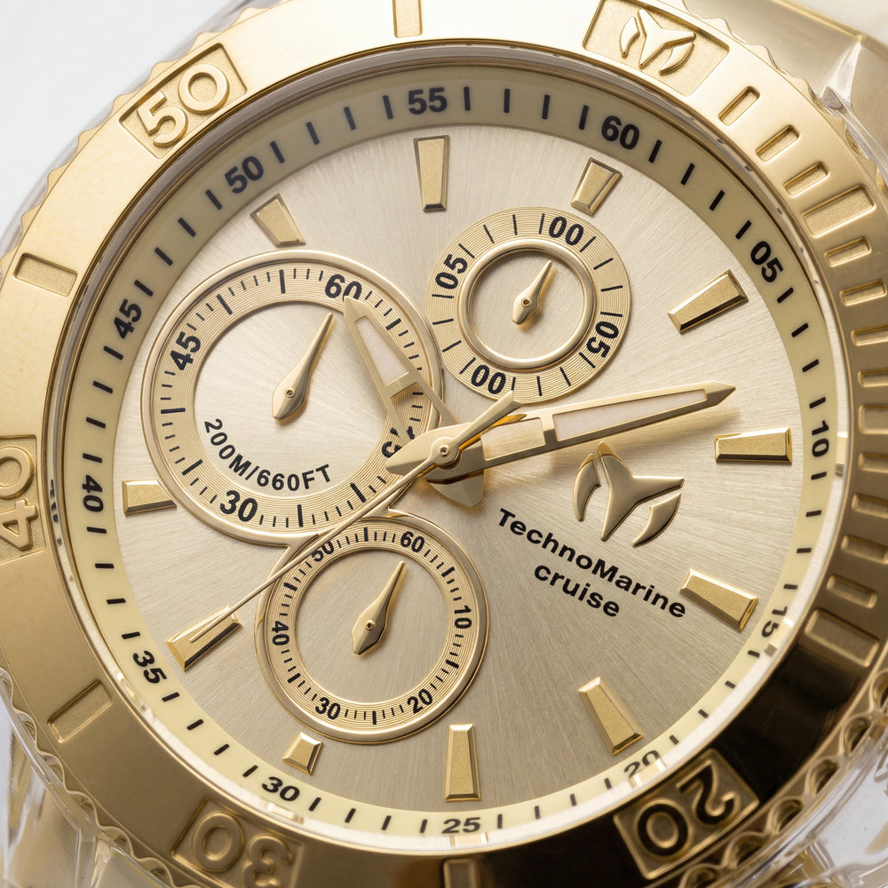 Reloj Technomarine TM-115215 Cronógrafo Cruise para Hombre, Resistente al Agua, Dorado y Beige