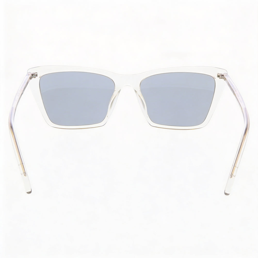 Gafas de sol Saint Laurent SL 737 Mica Thin-004 para mujer, polarizadas, con montura beige y plateada, lentes plateadas de acrílico, 54 mm