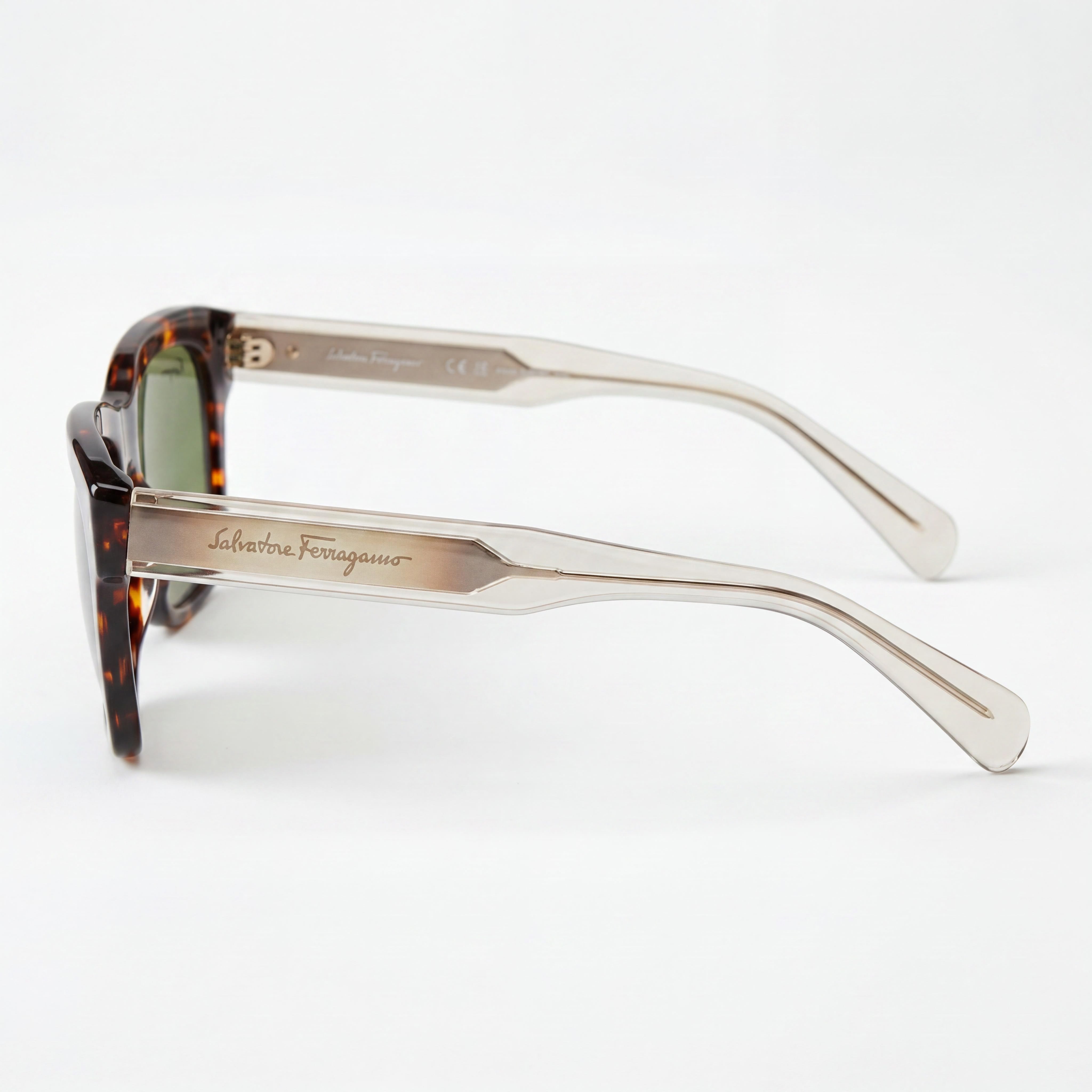 SALVATORE FERRAGAMO SF1087S Gafas de sol cuadradas para hombre de acetato tortuga oscuro con protección UV no polarizadas de 56 mm, Photo 3