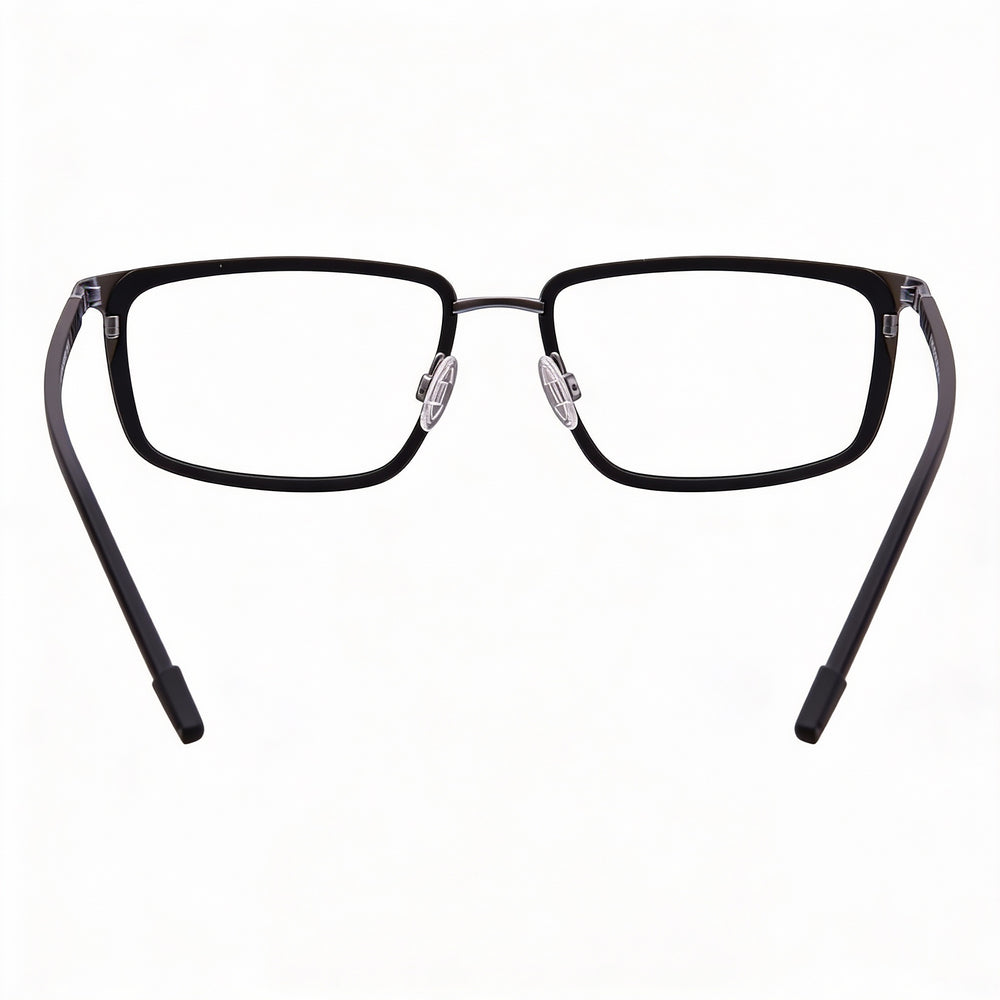 Flexon E1138 Men's Full Rim Rectangle Metal Frame Eyeglasses in Matte Black, Lens Width 56mm