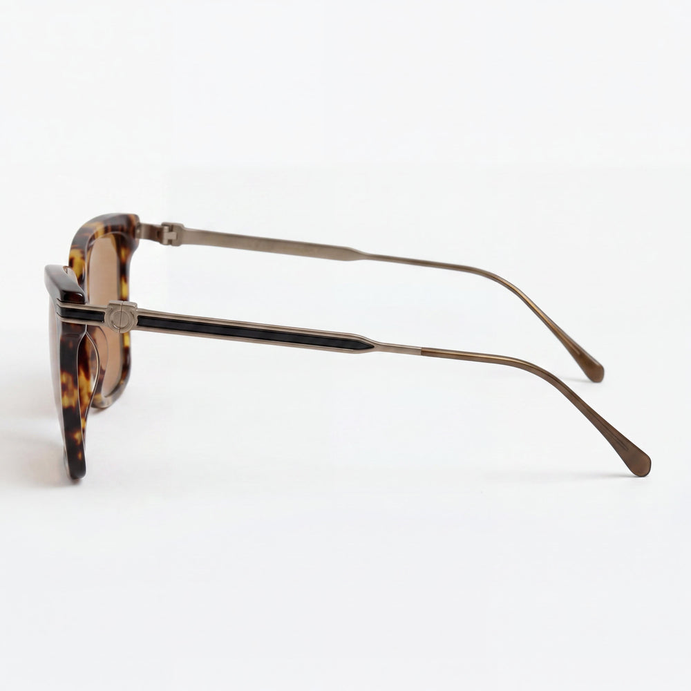 Gafas de sol Ferragamo para hombre Sf2036s con montura de titanio carey oscuro y lentes de policarbonato 56-16-140