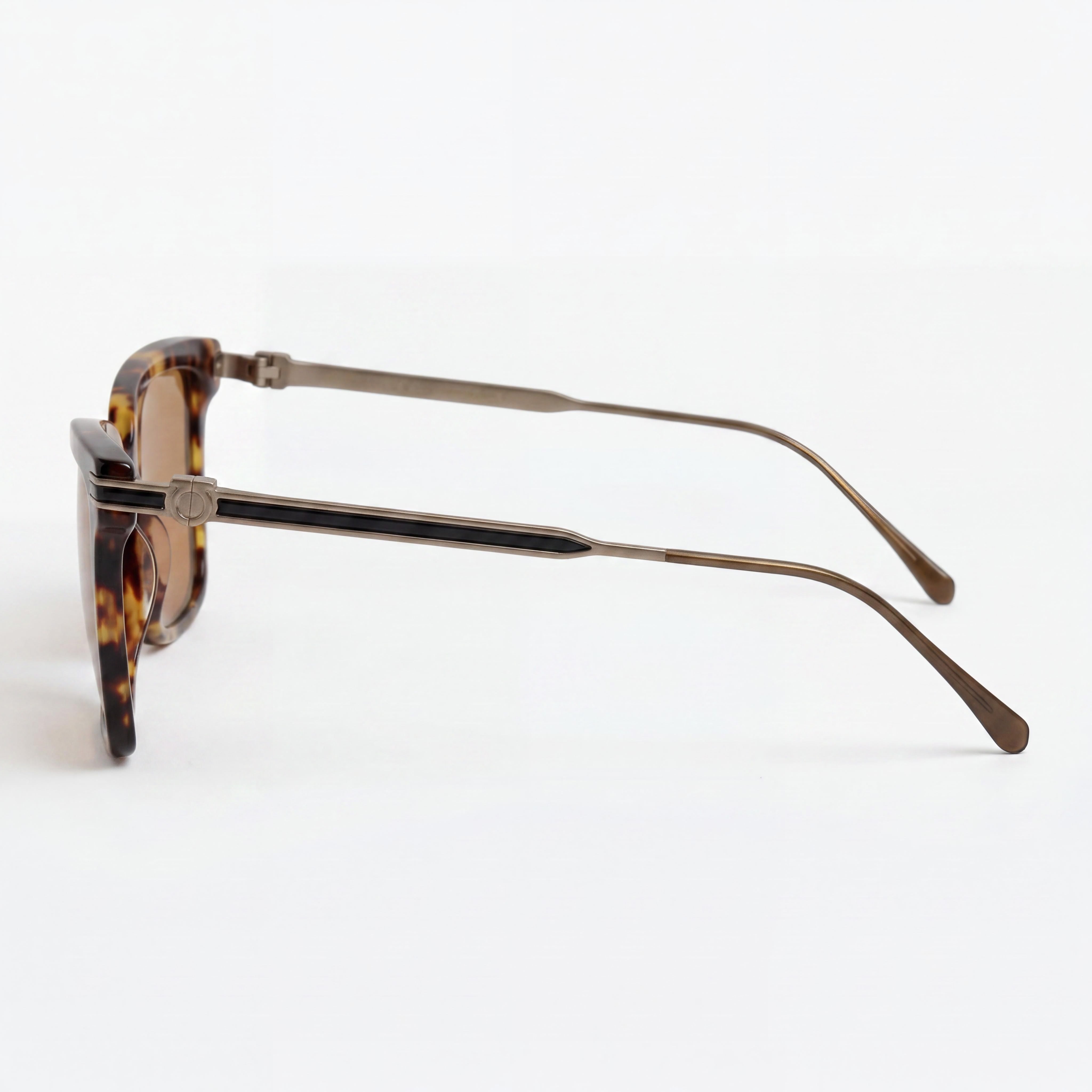 Gafas de sol Ferragamo para hombre Sf2036s con montura de titanio carey oscuro y lentes de policarbonato 56-16-140, Photo 3