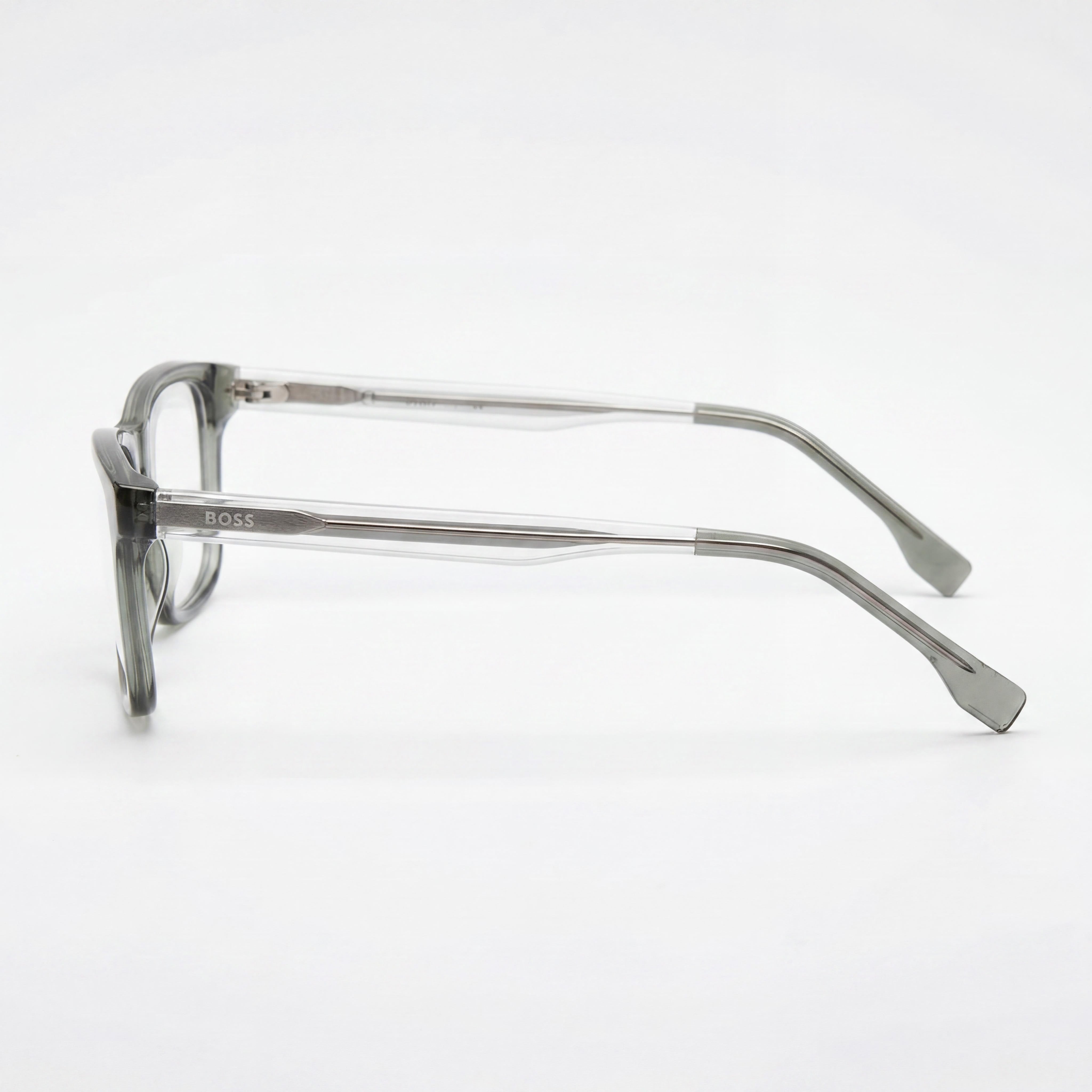 Hugo Boss 1547 Kids B59 51 Transparent Olive Green Acetate Square Full Rim Clear Lens Eyeglasses 51mm, Photo 2