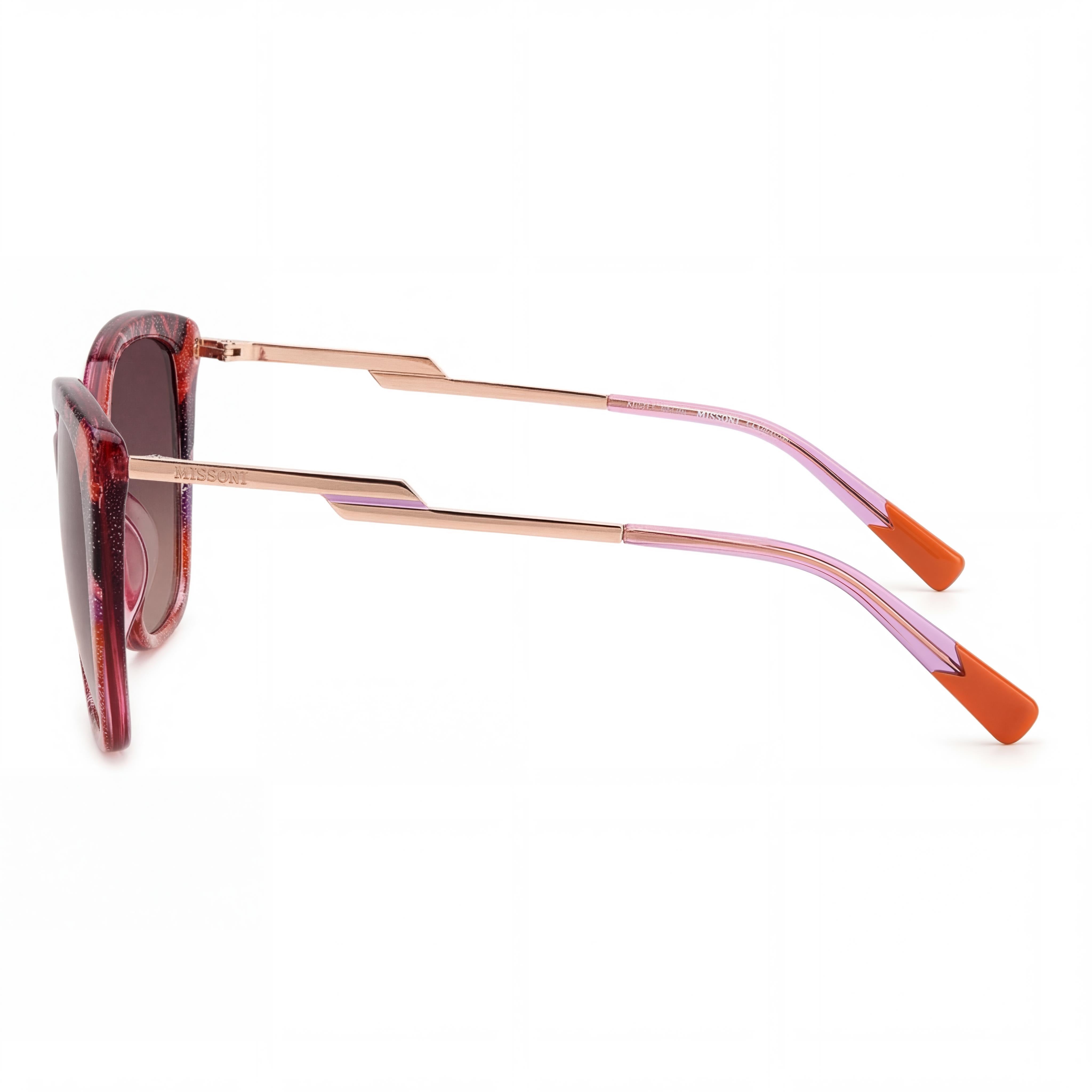 Gafas de sol clásicas Missoni de acetato para mujer, en tono marrón sombreado Havana, con gradiente rosa y protección UV, 57mm, Photo 3
