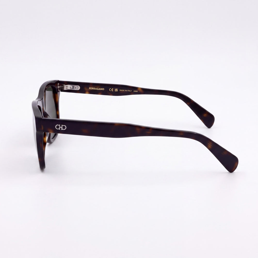 Salvatore Ferragamo Sf1039s Men's Tortoise Silver-Logo Plastic Rectangle Sunglasses Green Lens UV Protected 54mm