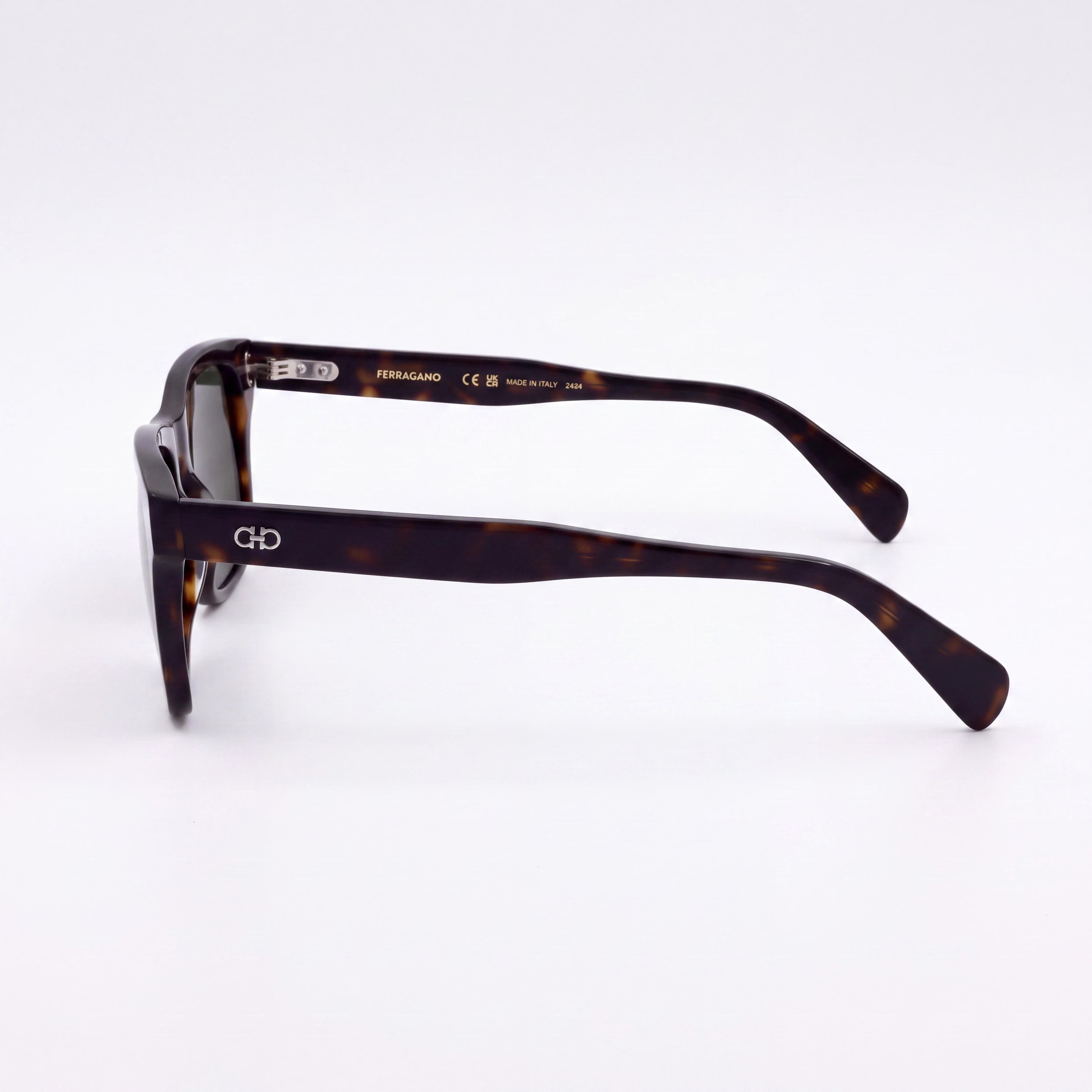 Salvatore Ferragamo Sf1039s Men's Tortoise Silver-Logo Plastic Rectangle Sunglasses Green Lens UV Protected 54mm, Photo 2