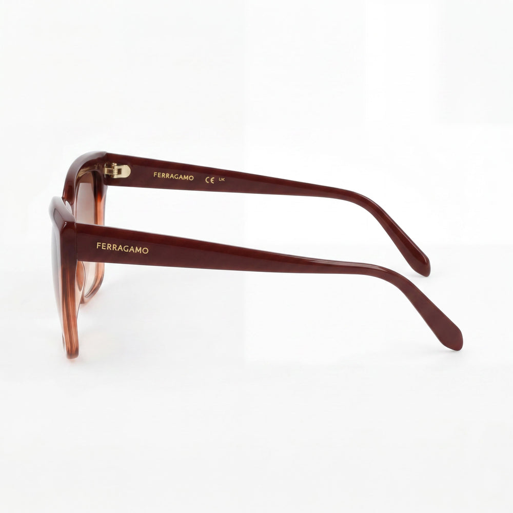 Ferragamo Sf1102s Women's Acetate Sunglasses, Burgundy Transparent Brown Frame, UV 400 Lenses, 58mm