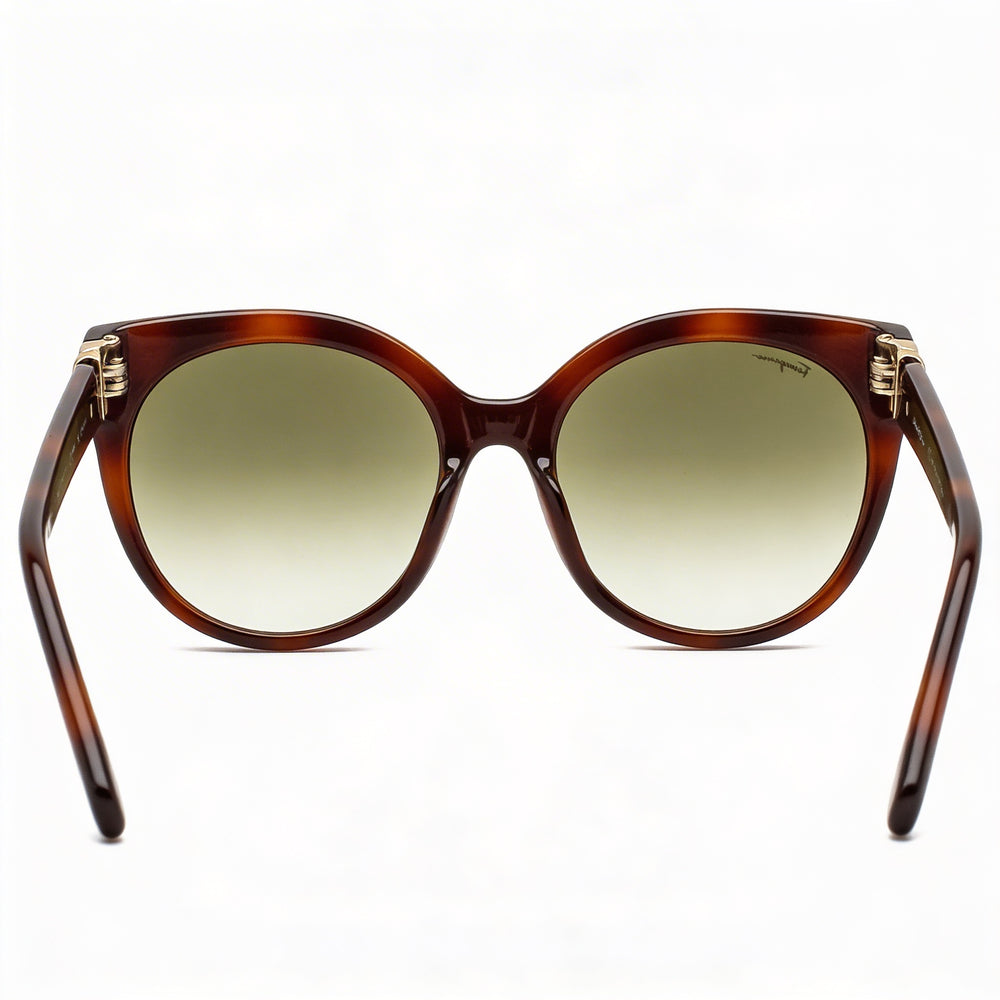 Ferragamo Gancini-sf1031sl Women's Tortoise Plastic Round Optical Frame 53mm Green Plastic UV Protected Lenses