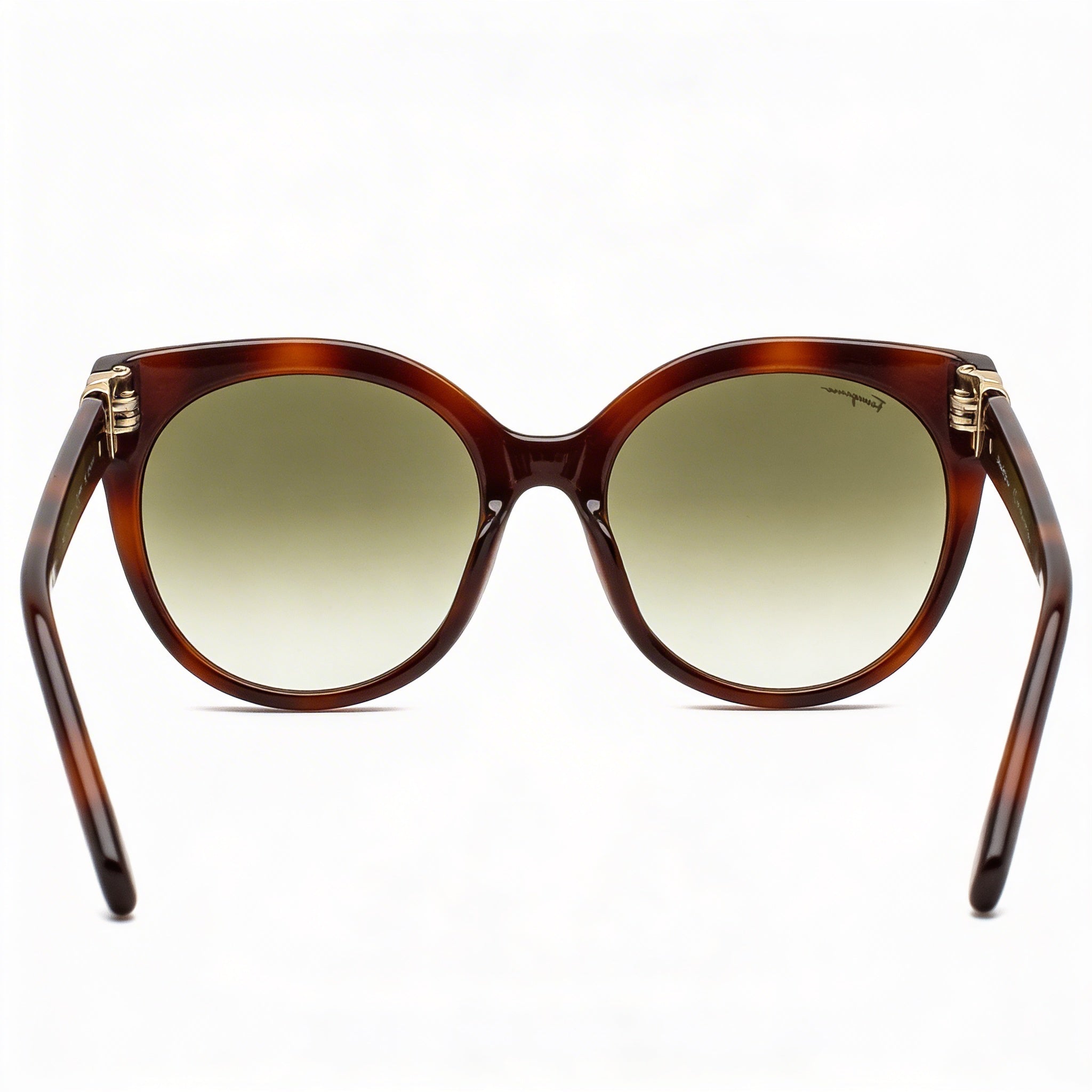 Montura óptica redonda de plástico color carey Ferragamo Gancini-sf1031sl para mujer 53 mm con lentes de plástico verdes con protección UV, Photo 4