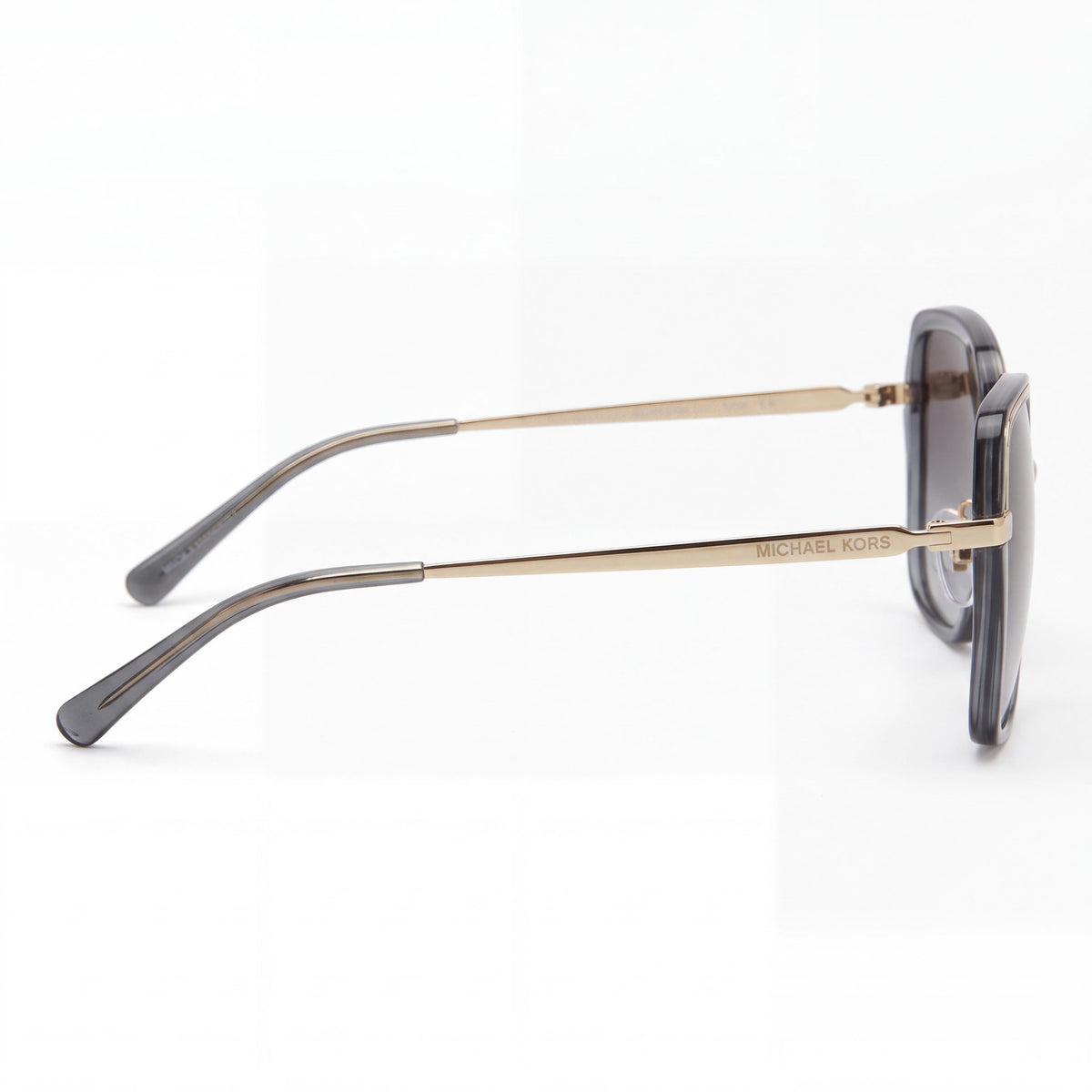 Michael Kors 57 Mm Naples Gafas de sol cuadradas para mujer en oro claro y negro, de material compuesto transparente con degradado gris y protección UV 57mm, Photo 2