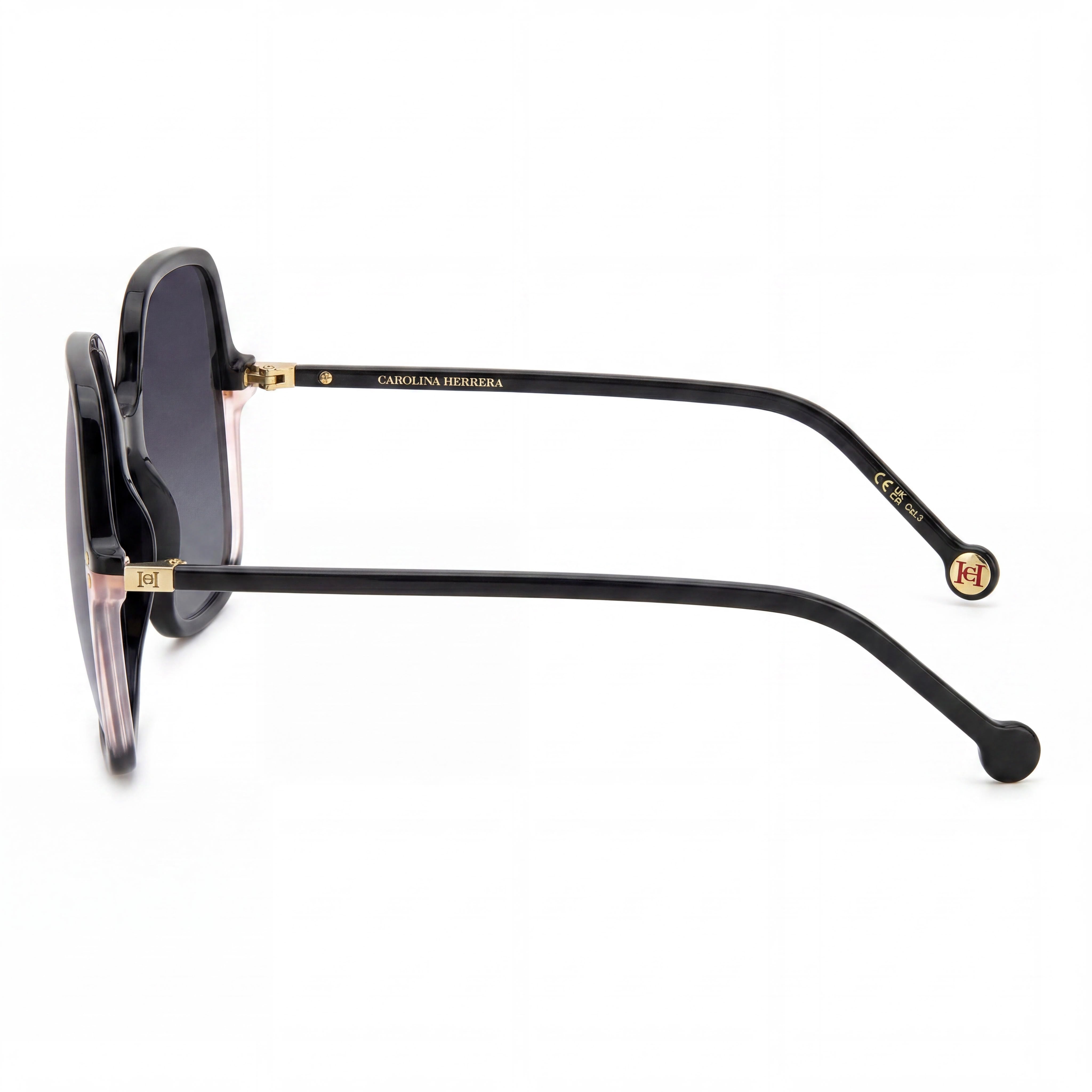 Carolina Herrera Classic Women's Black Pink Light Acetate Non-Polarized UV Protection Sunglasses 56mm, Photo 3