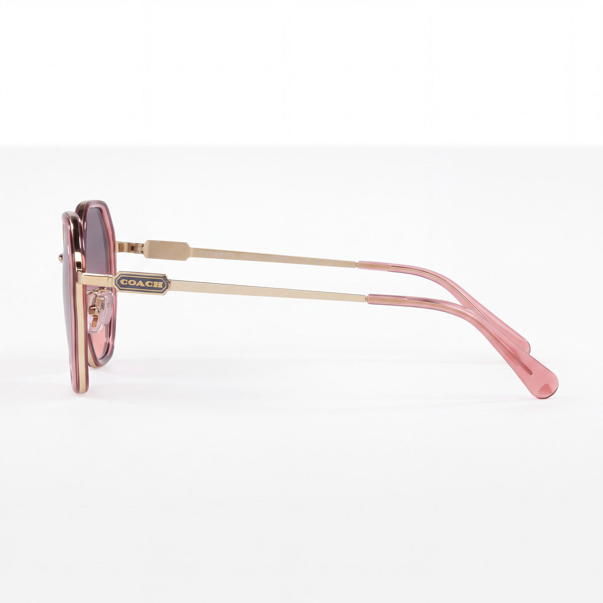 Coach HC7141 Women's Octagonal Acetate Transparent Pink Sunglasses with Plum Purple Scarlet Gradient Lenses 100% UV Protection 54mm, Photo 3