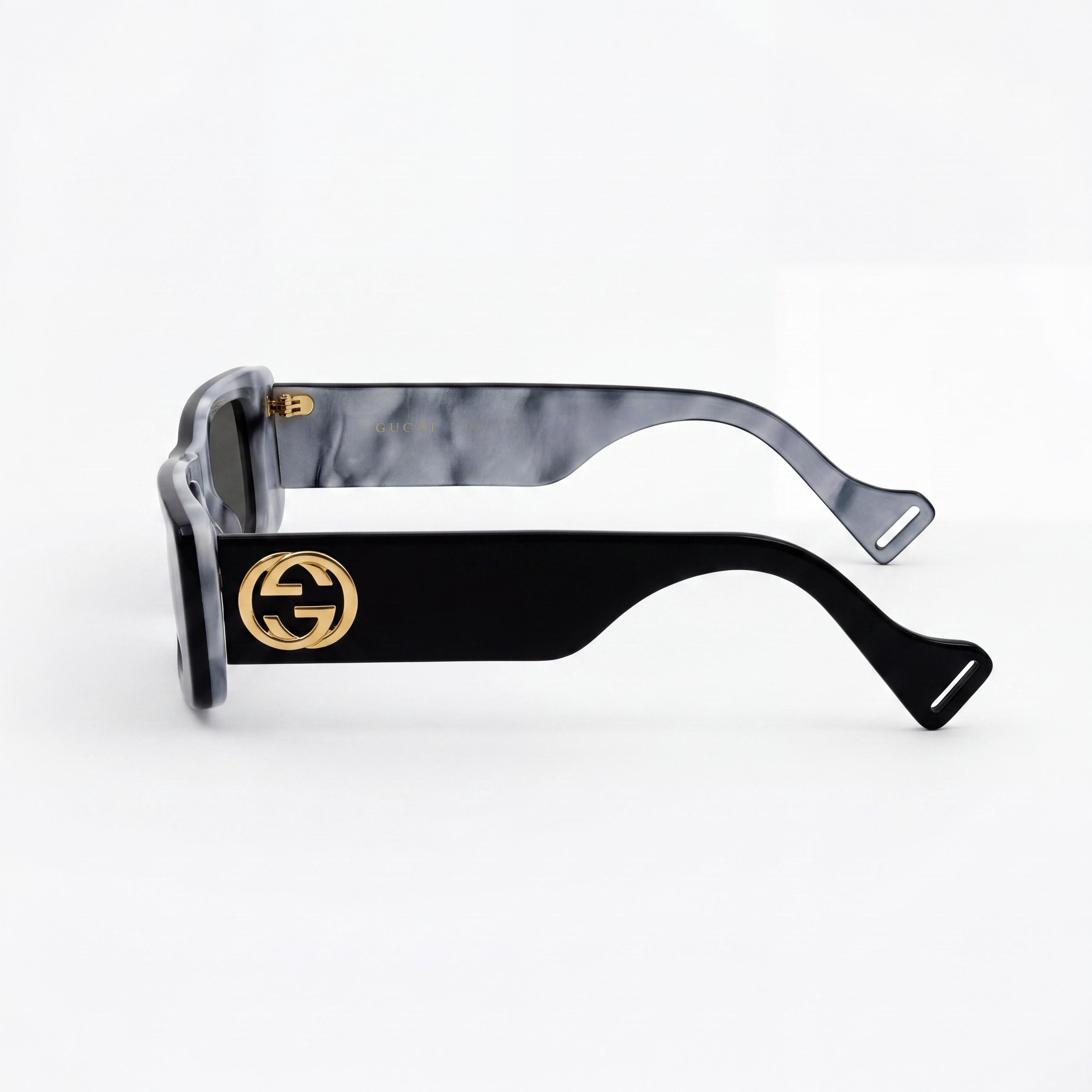 Gucci Seasonal Icon Women's Rectangle Acetate Frame, Black White Mother-of-pearl Grey / Black Grey Gradient UV Lenses, 52mm, Photo 3