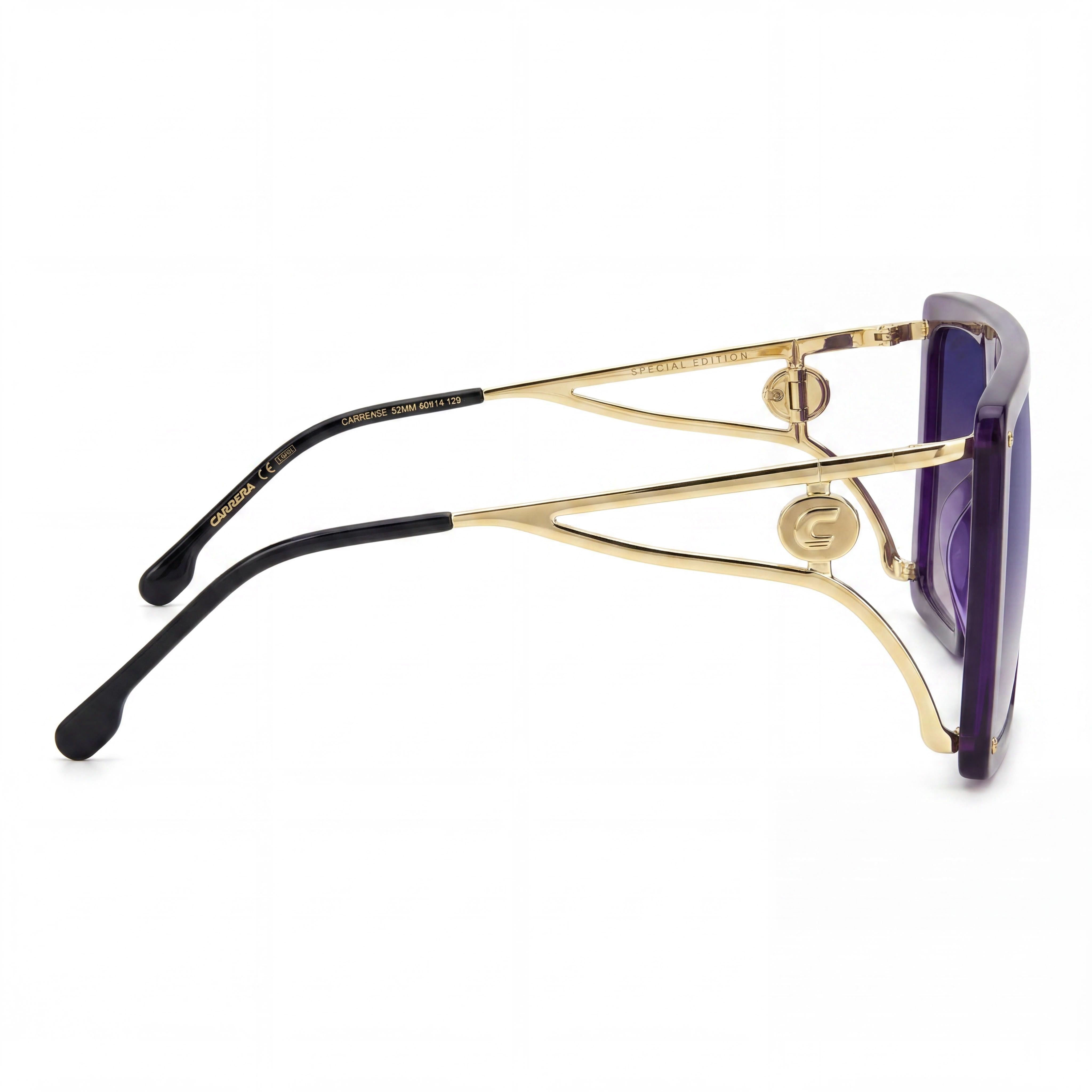 Carrera Casual - Gafas de sol para mujer con montura de acetato violeta, lentes grises de espejo sin polarizar con protección UV, 60 mm, Photo 2