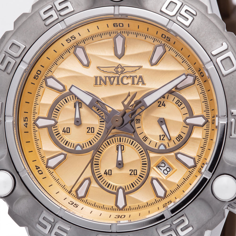 Invicta Subaqua - Cronógrafo Poseidon 48559 de acero inoxidable para hombre, reloj de 55 mm con esfera dorada y correa de silicona