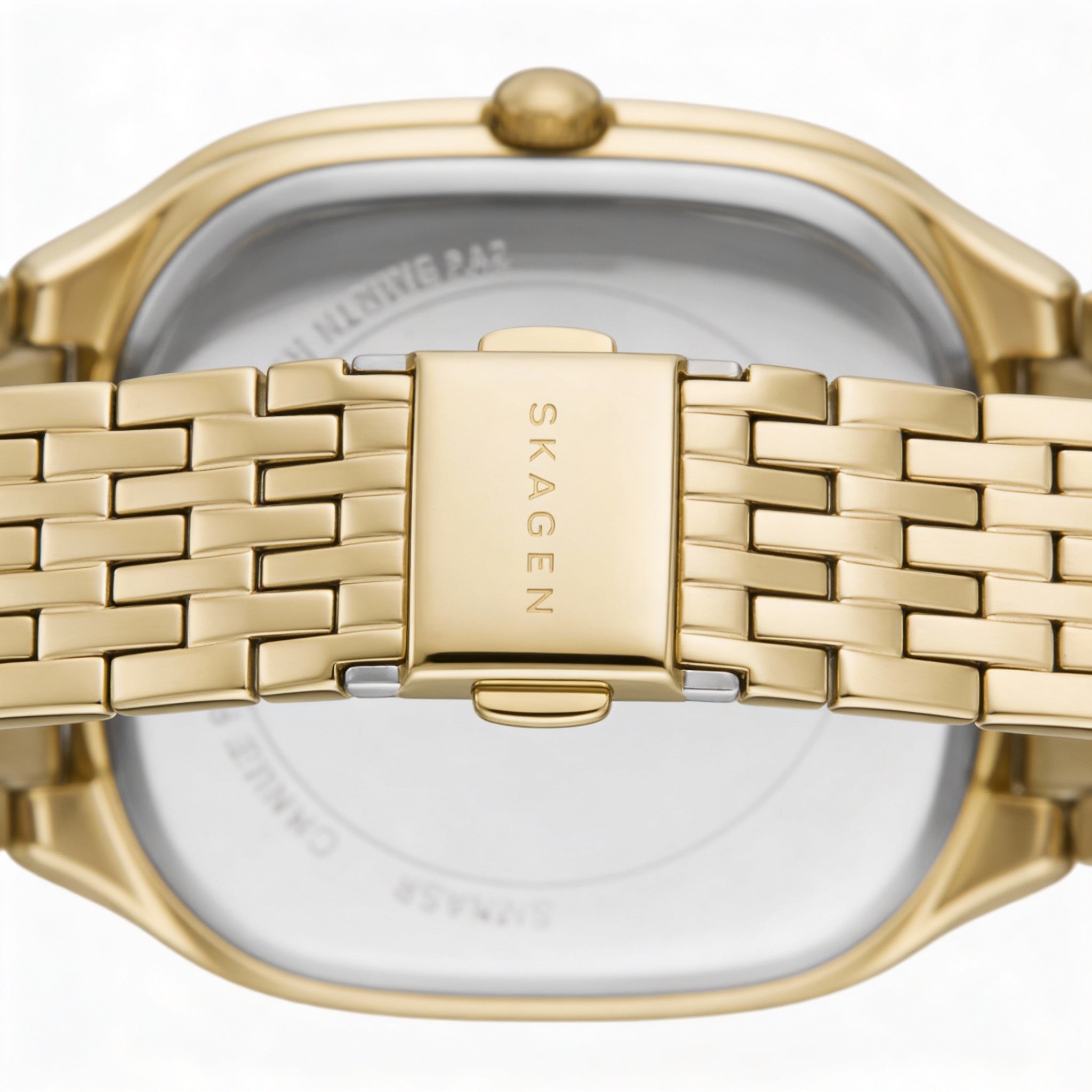 Skagen Mellem Lille Women's Gold Stainless Steel Scratch-Resistant Square 28mm Case Quartz Watch, Photo 3