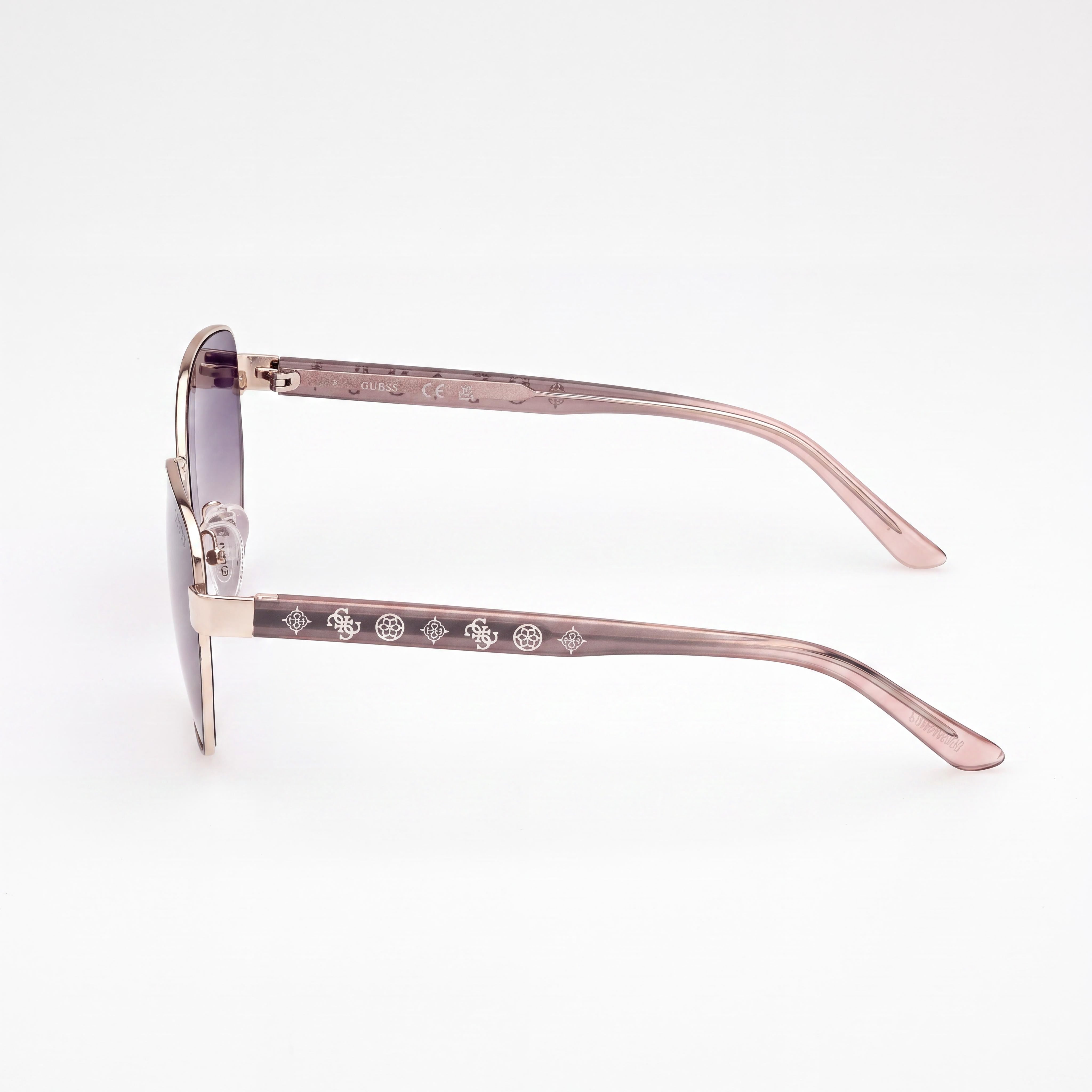 GUESS Gafas de sol casuales para mujer, de metal gris con lentes morados con protección UV, 56 mm, Photo 2