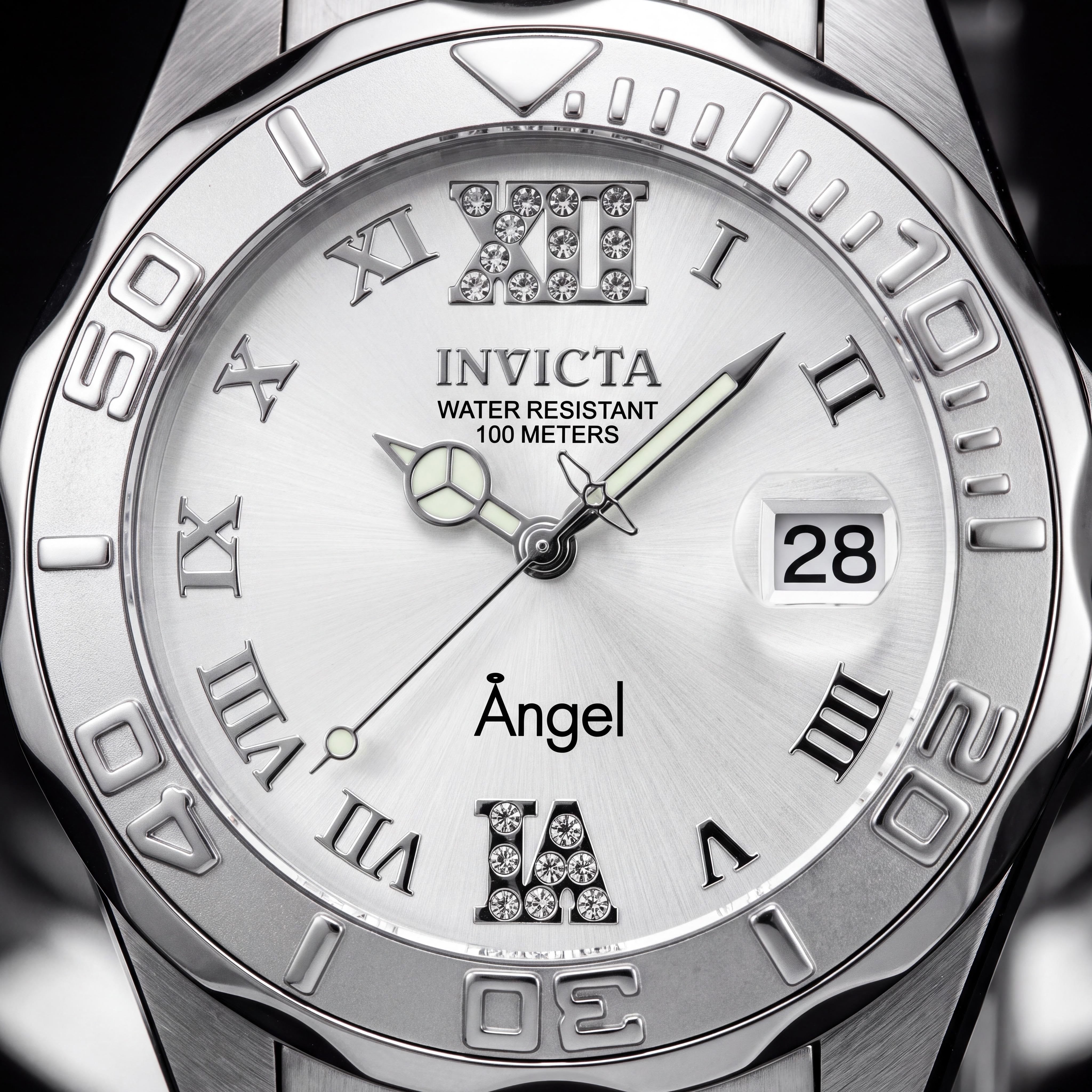 Invicta Women's Angel 14396 Quartz Analog Silver-tone Stainless Steel Watch with Crystal Accented Dial, 38mm, Photo 2